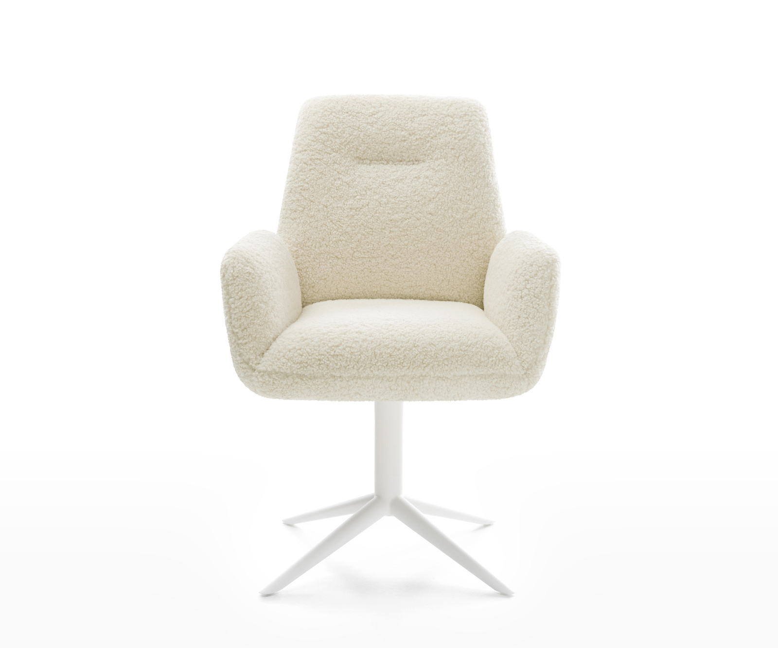 Jídelní židle Zoa-Flex plyšový manšestr béžová křížová podnož bílá 360° otočný houpací funkce taštičkové pružiny - Obrázek 2