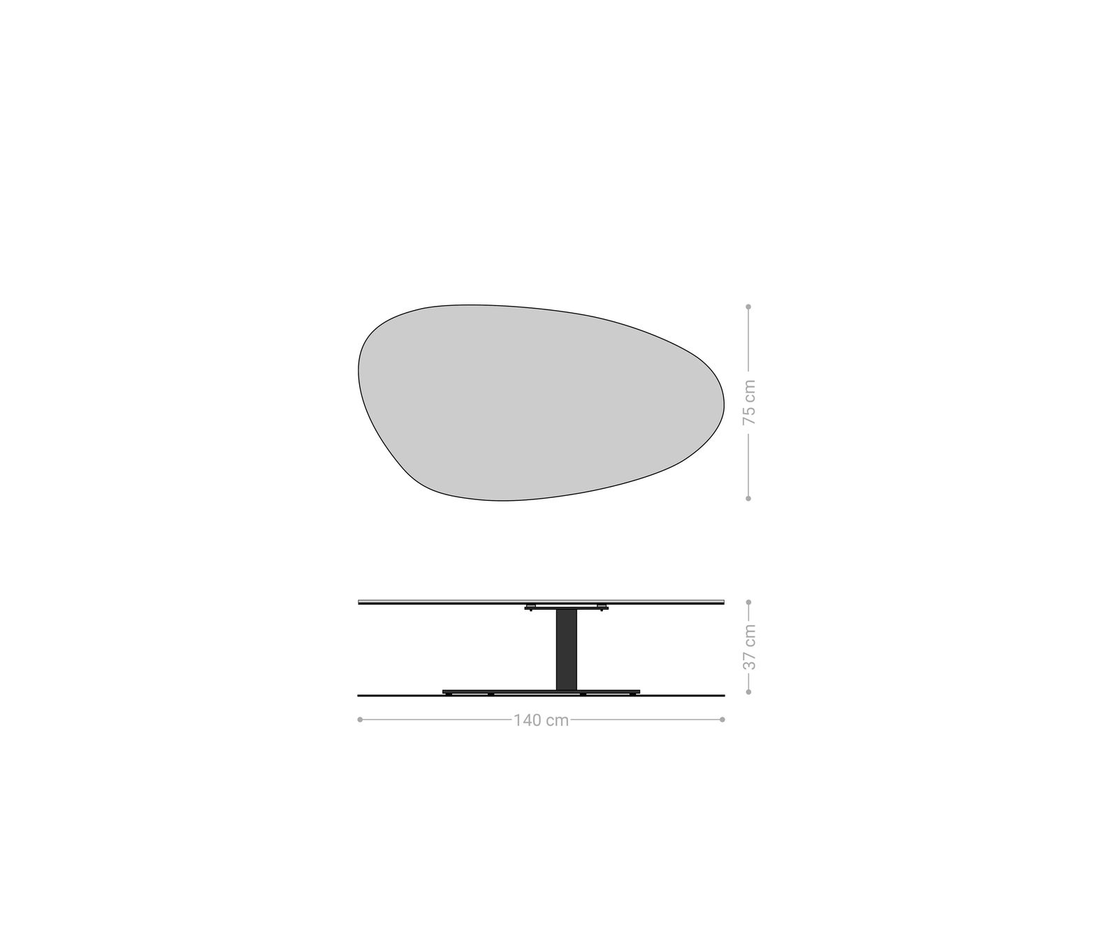 Konferenční stolek Edge oválný 140x75 cm dub přírodní kulatá hrana Vibany kov černá - Obrázek 6