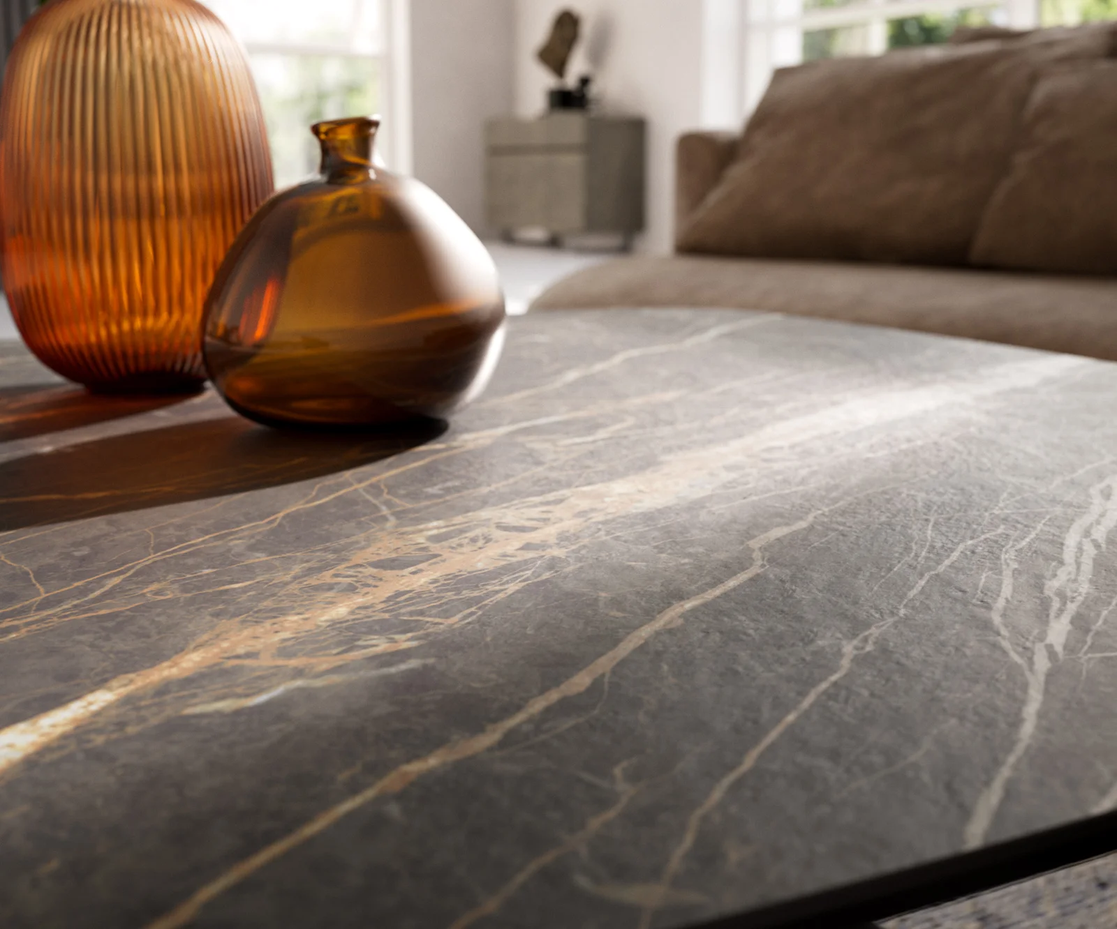 Konferenční stolek Edge Boot 90x90 cm keramika Laminam® Noir Desir hnědá Parabi kov černá - Obrázek 7