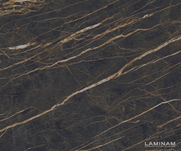 Konferenční stolek Edge kulatý 90x90 cm keramika Laminam® Noir Desir hnědá Conis nerezová ocel broušená - Obrázek 3