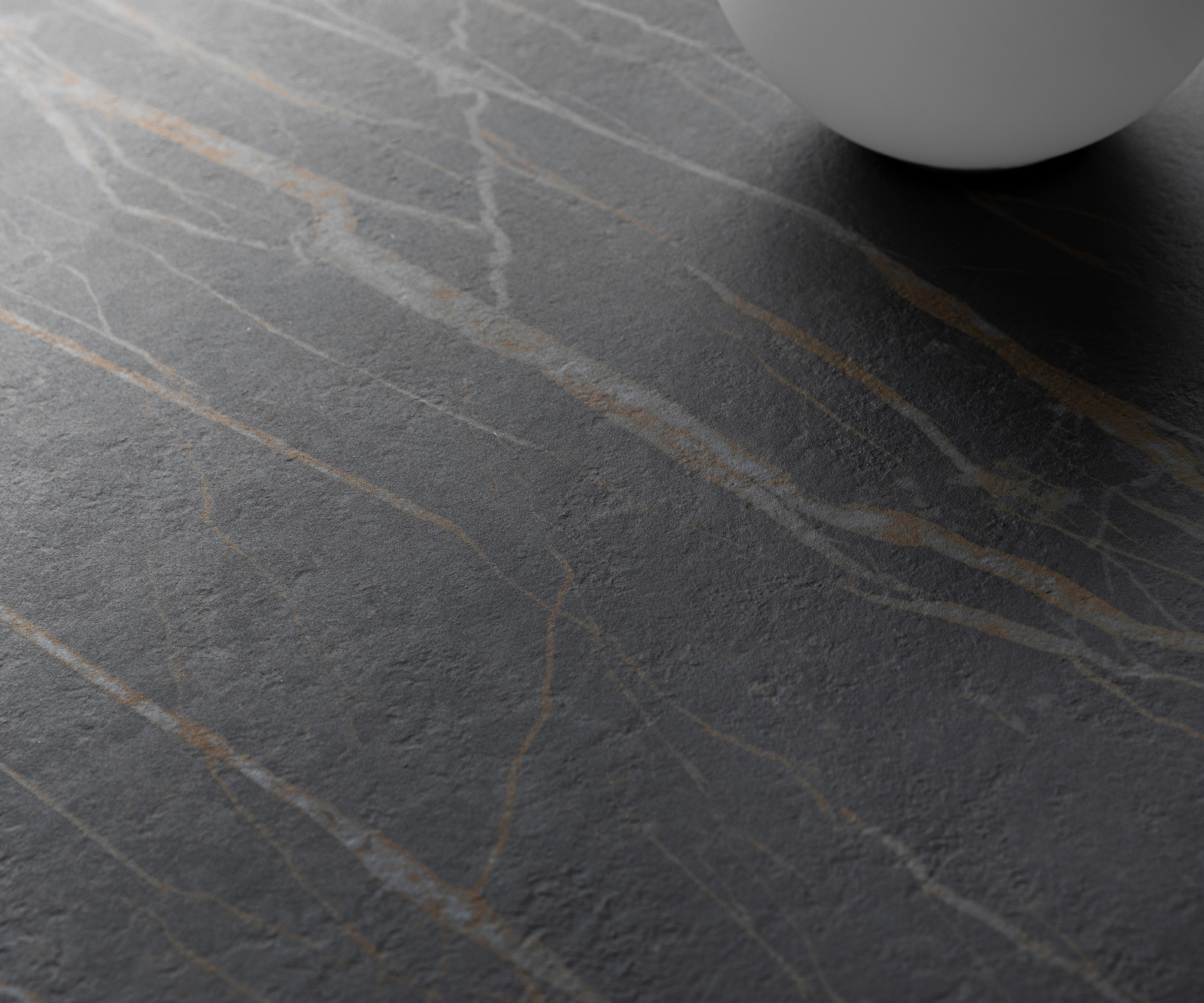 Konferenční stolek Edge kulatý 100x100 cm keramika Laminam® Noir Desir hnědá Sarity nerezová ocel broušená - Obrázek 5