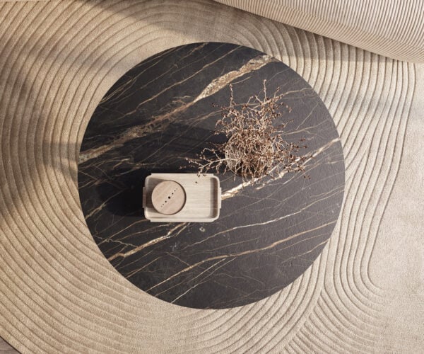 Konferenční stolek Edge kulatý 100x100 cm keramika Laminam® Noir Desir hnědá Sarity kov černá - Obrázek 2