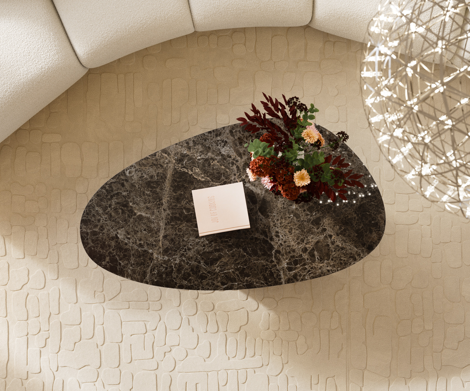 Konferenční stolek Edge oválný 140x75 cm keramika Laminam® Emperador Extra Lucidato tmavě hnědá Conis Metallic stříbrná - Obrázek 6