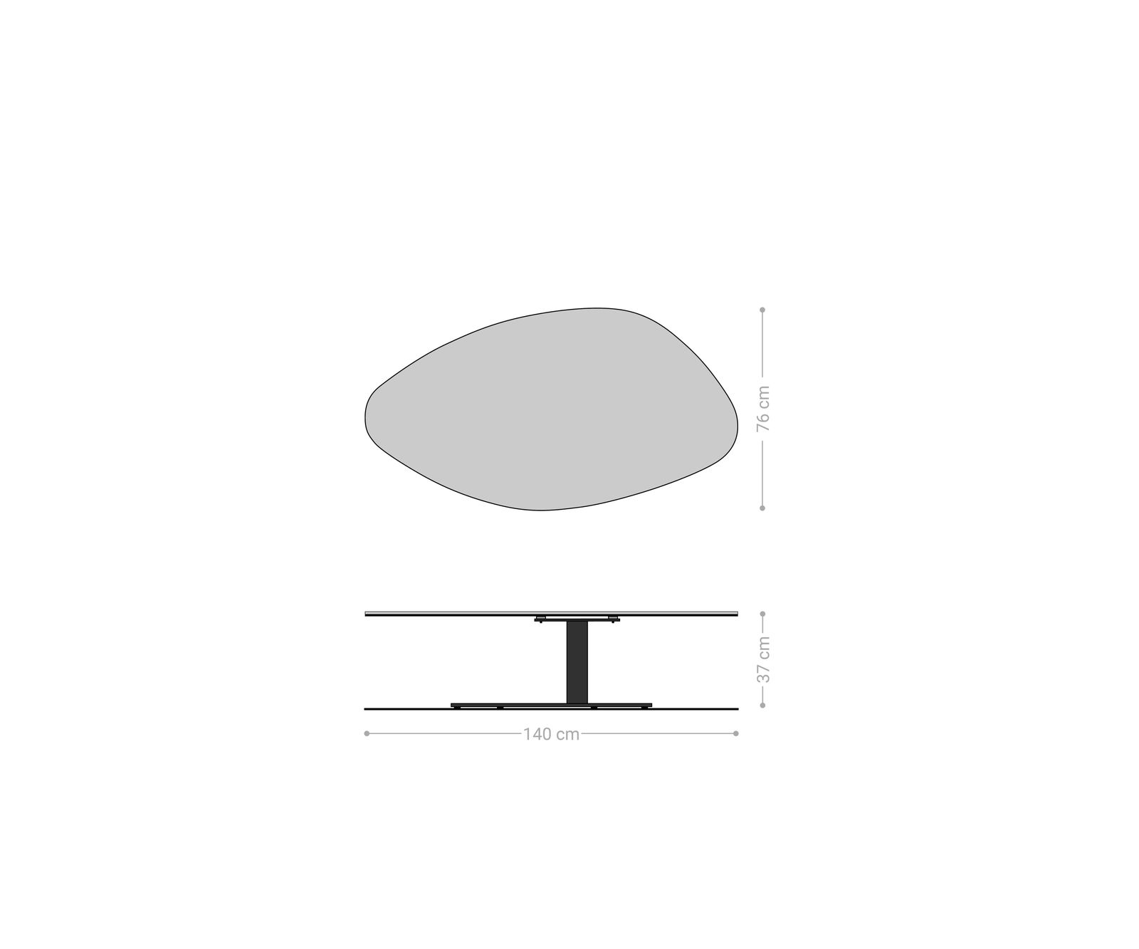 Konferenční stolek Edge organický 140x76 cm keramika Laminam® Noir Desir hnědá Vibany kov černá - Obrázek 8