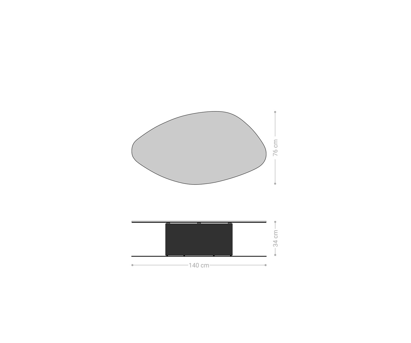 Konferenční stolek Edge organický 140x76 cm keramika Laminam® Noir Desir hnědá Salto kov černá - Obrázek 8