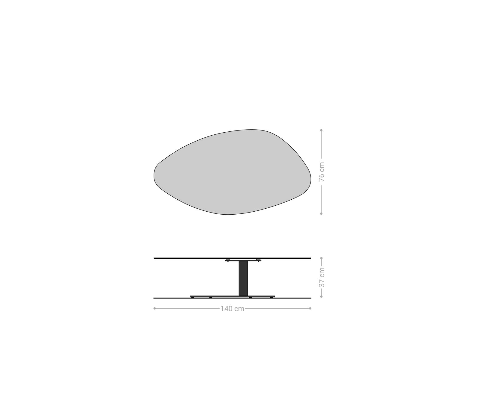 Konferenční stolek Edge organický 140x76 cm keramika Laminam® Emperador Extra Lucidato tmavě hnědá Vibany nerezová ocel broušená - Obrázek 7