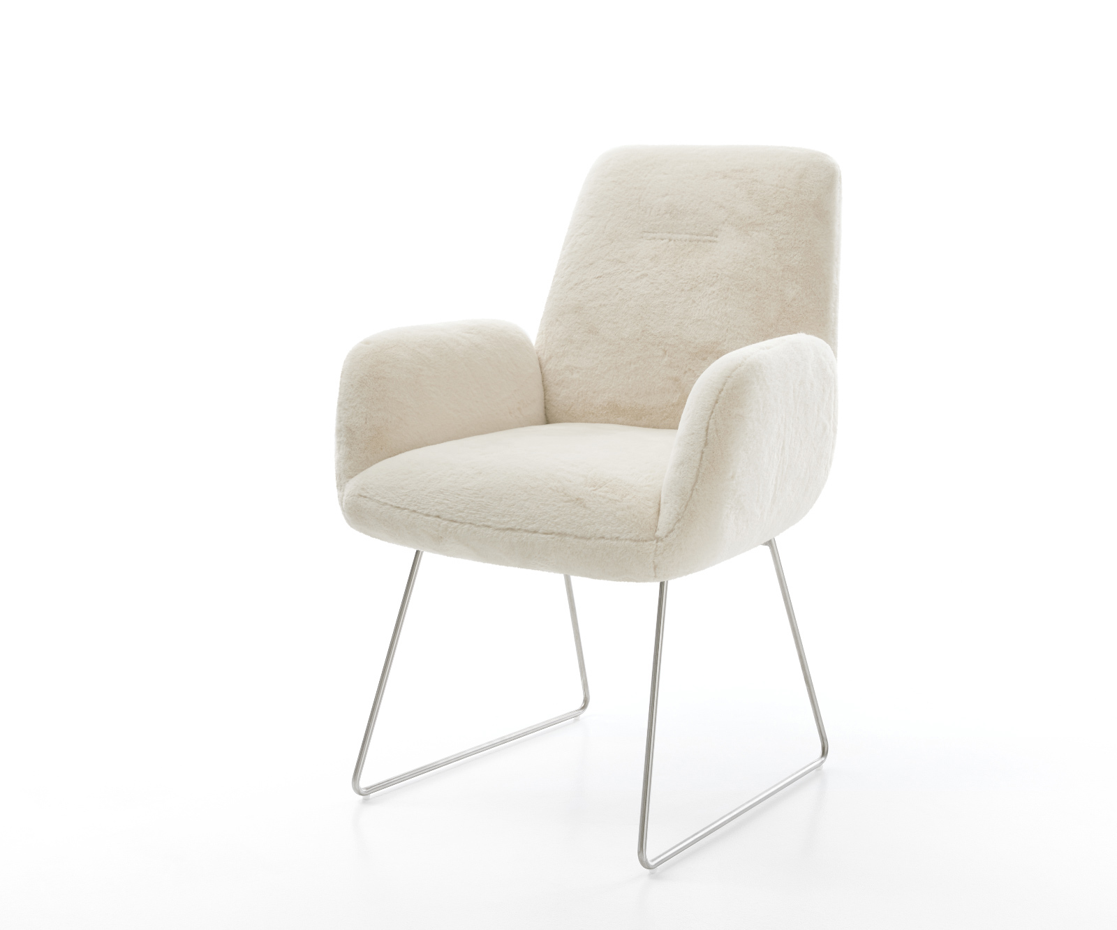 Jídelní židle Zoa-Flex plyšový manšestr krémová bílá tenká podnož nerezová ocel taštičkové pružiny