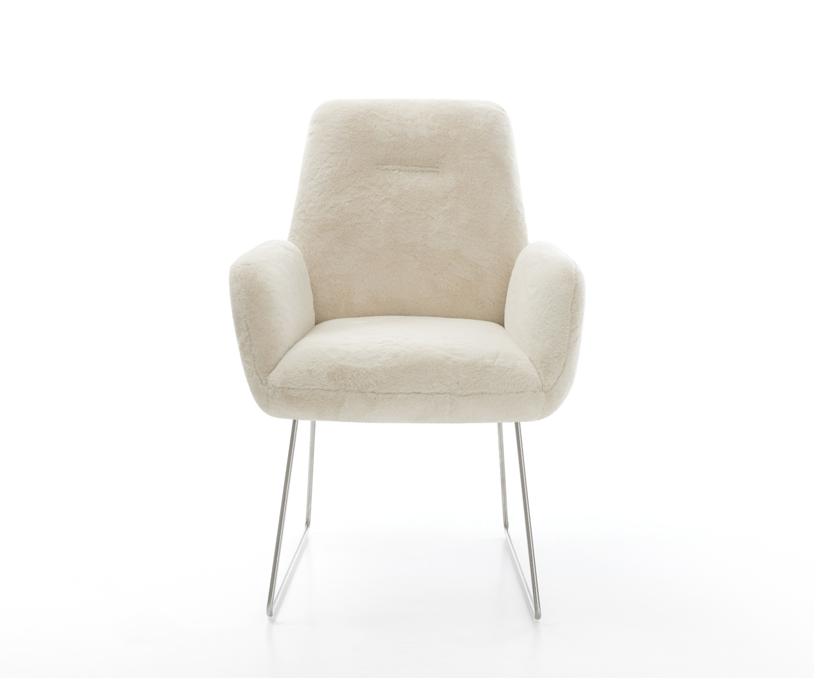 Jídelní židle Zoa-Flex plyšový manšestr krémová bílá tenká podnož nerezová ocel taštičkové pružiny - Obrázek 2