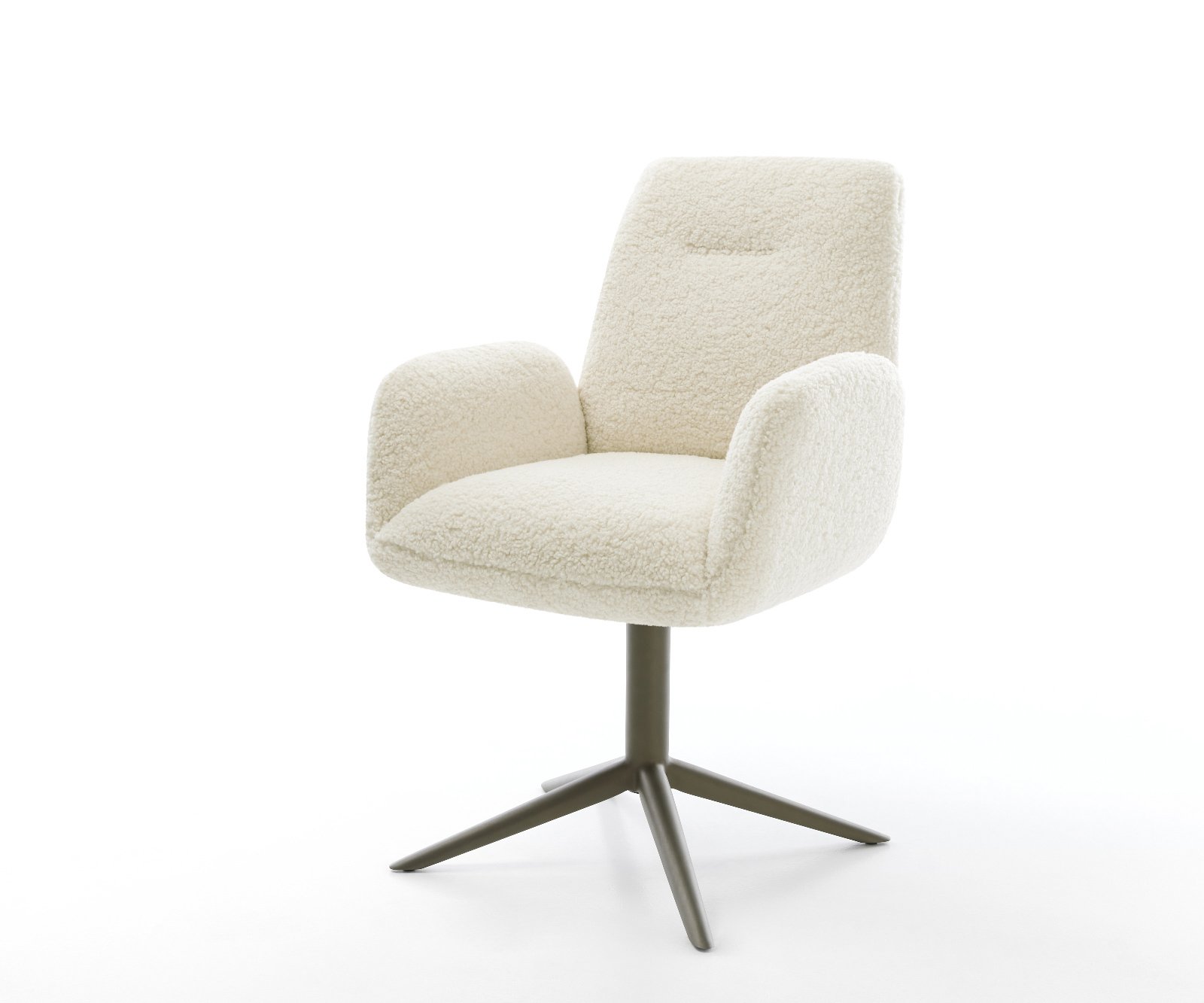 Jídelní židle Zoa-Flex plyšový manšestr béžová křížová podnož titanová barva 360° otočný houpací funkce taštičkové pružiny