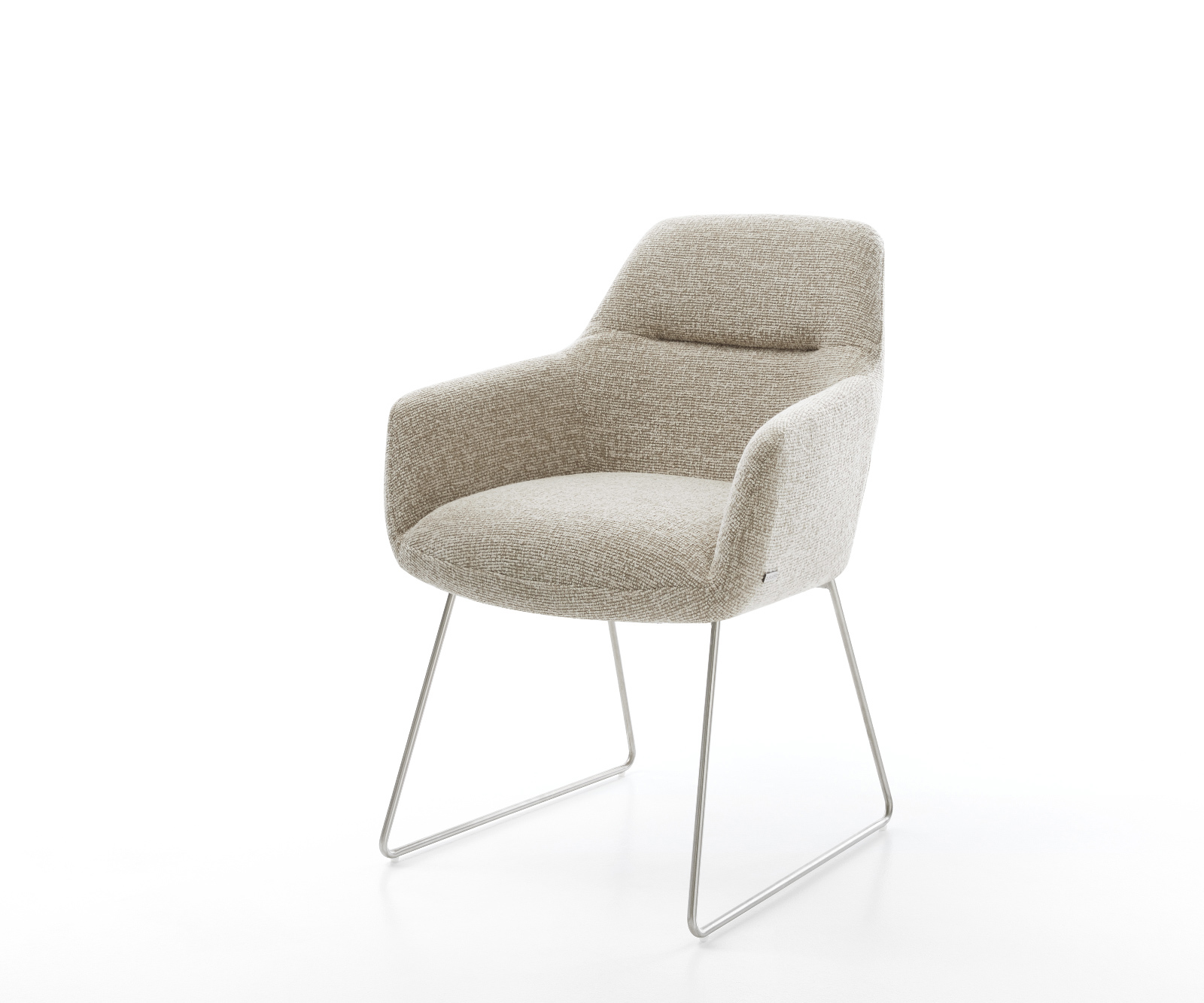 Jídelní židle Pejo-Flex tkanina Měkký béžová tenká podnož nerezová ocel taštičkové pružiny