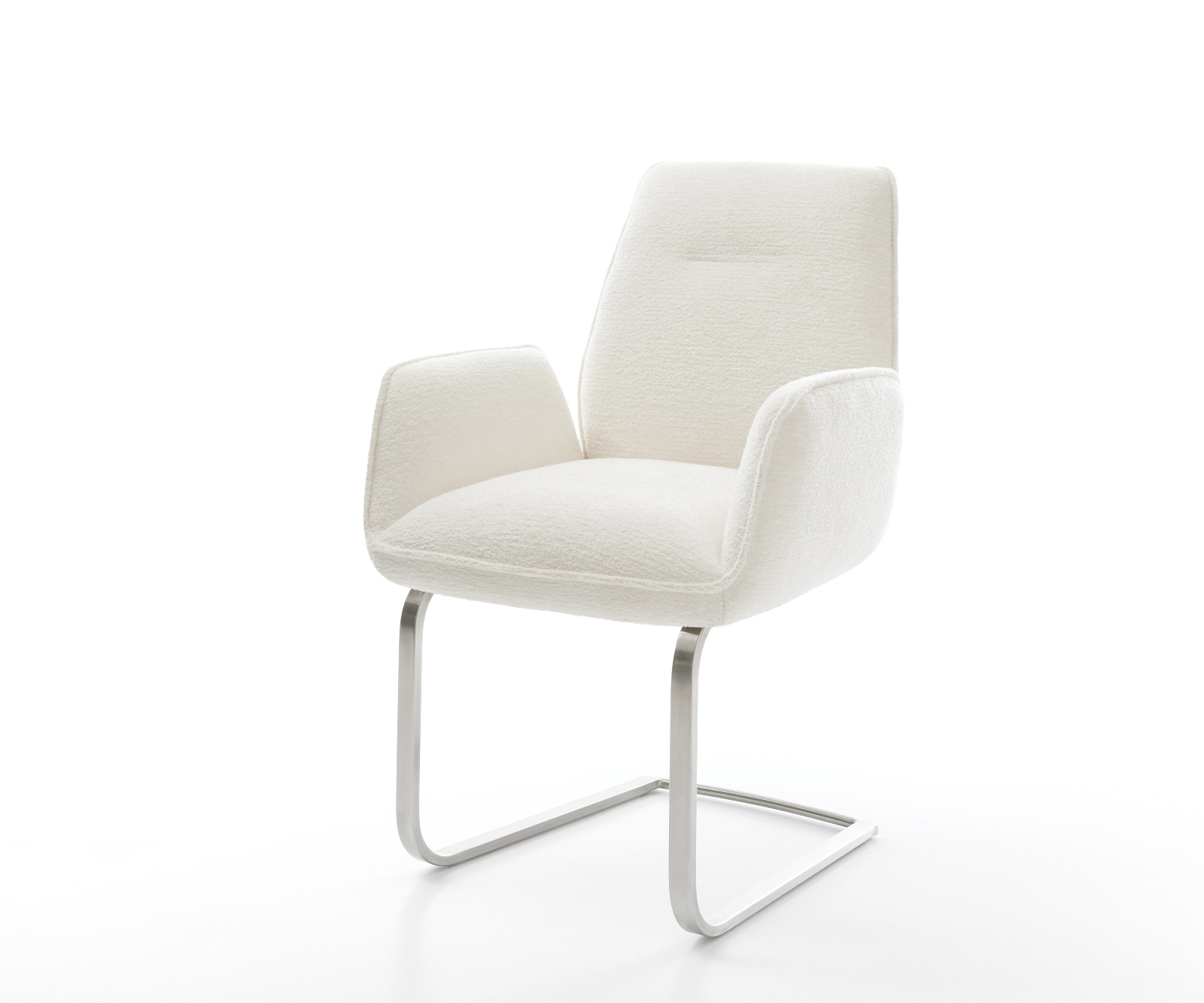 Jídelní židle Zoa-Flex bouclé měkký béžová jídelní židle plochá nerezová ocel taštičkové pružiny