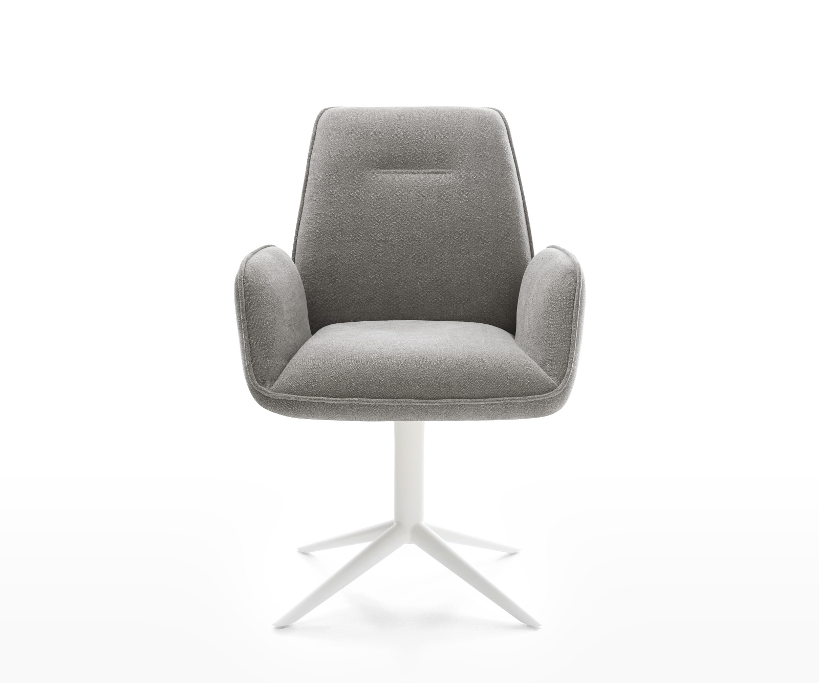 Jídelní židle Zoa-Flex strukturovaná látka Měkký šedá křížová podnož bílá 360° otočný houpací funkce taštičkové pružiny - Obrázek 2