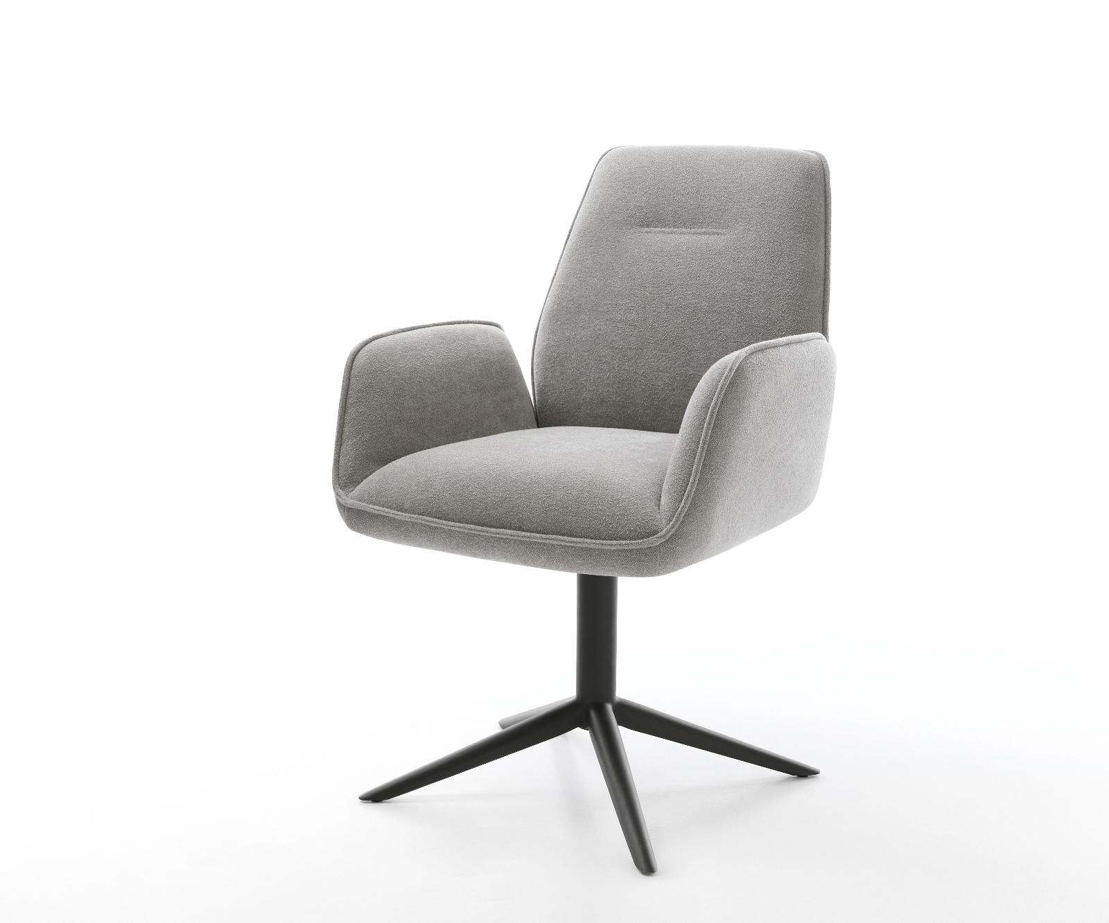 Jídelní židle Zoa-Flex strukturovaná látka Měkký šedá křížová podnož černá 360° otočný houpací funkce taštičkové pružiny