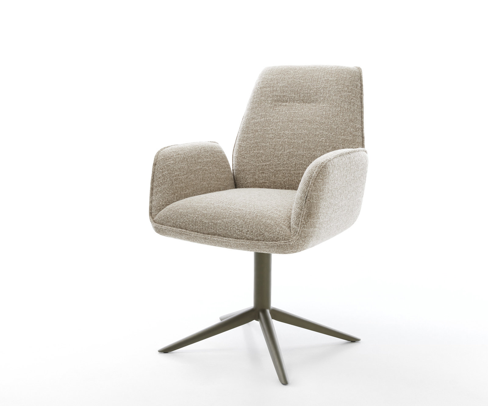 Jídelní židle Zoa-Flex látka Měkký béžová křížová podnož Titanová barva 360° otočný houpací funkce taštičkové pružiny