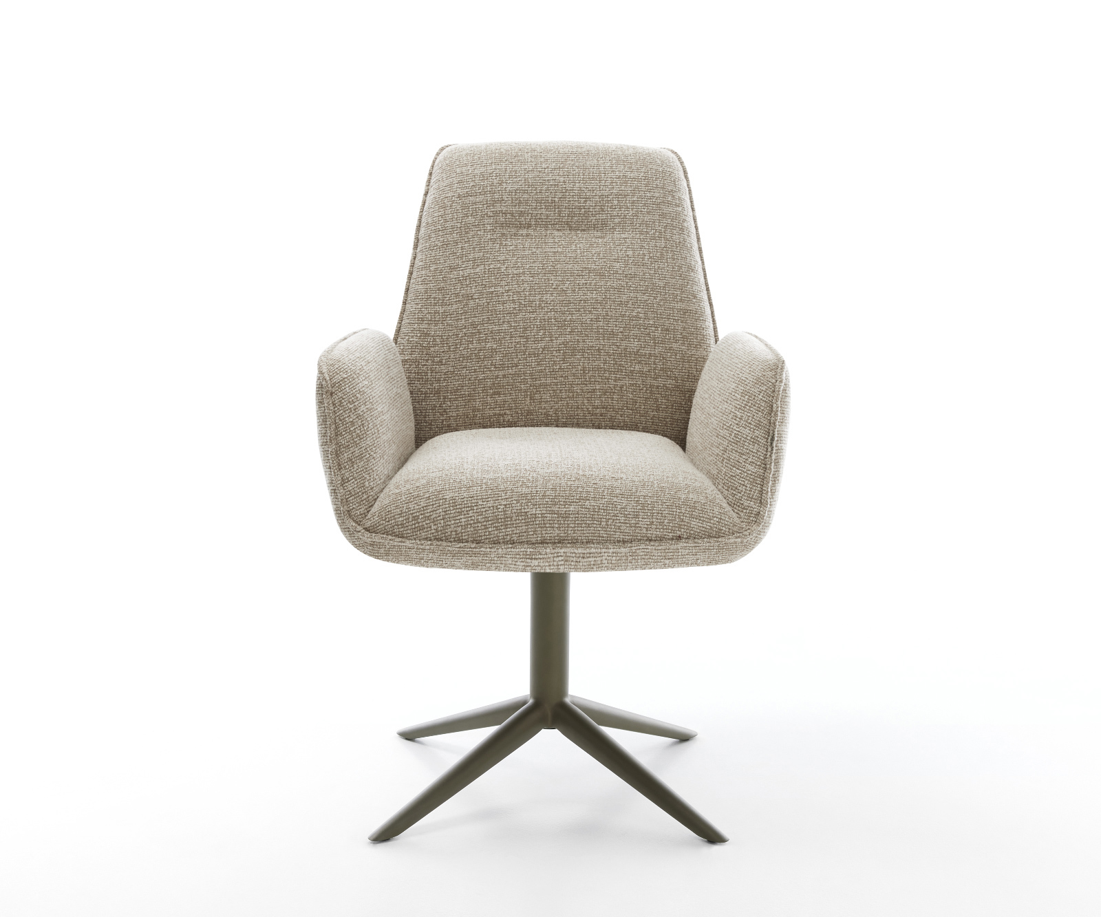 Jídelní židle Zoa-Flex látka Měkký béžová křížová podnož Titanová barva 360° otočný houpací funkce taštičkové pružiny - Obrázek 2