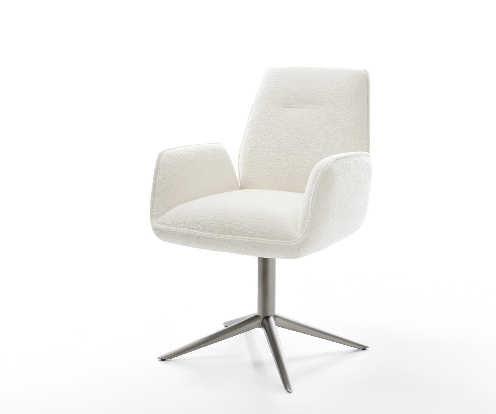 Jídelní židle Zoa-Flex bouclé měkký béžová podnož grafit 360° otočný houpací funkce taštičkové pružiny