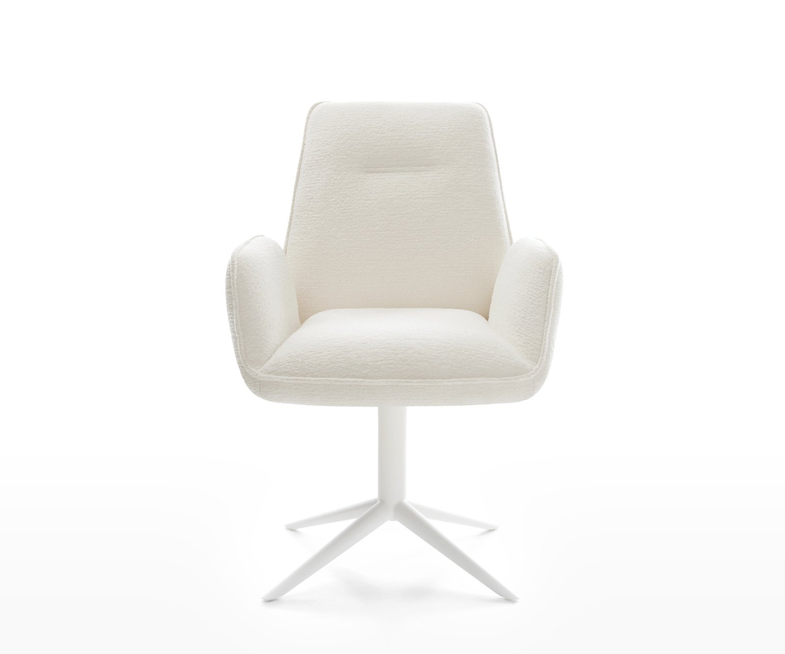Jídelní židle Zoa-Flex bouclé měkký béžový podnož křížová bílá 360° otočný houpací funkce taštičkové pružiny - Obrázek 2