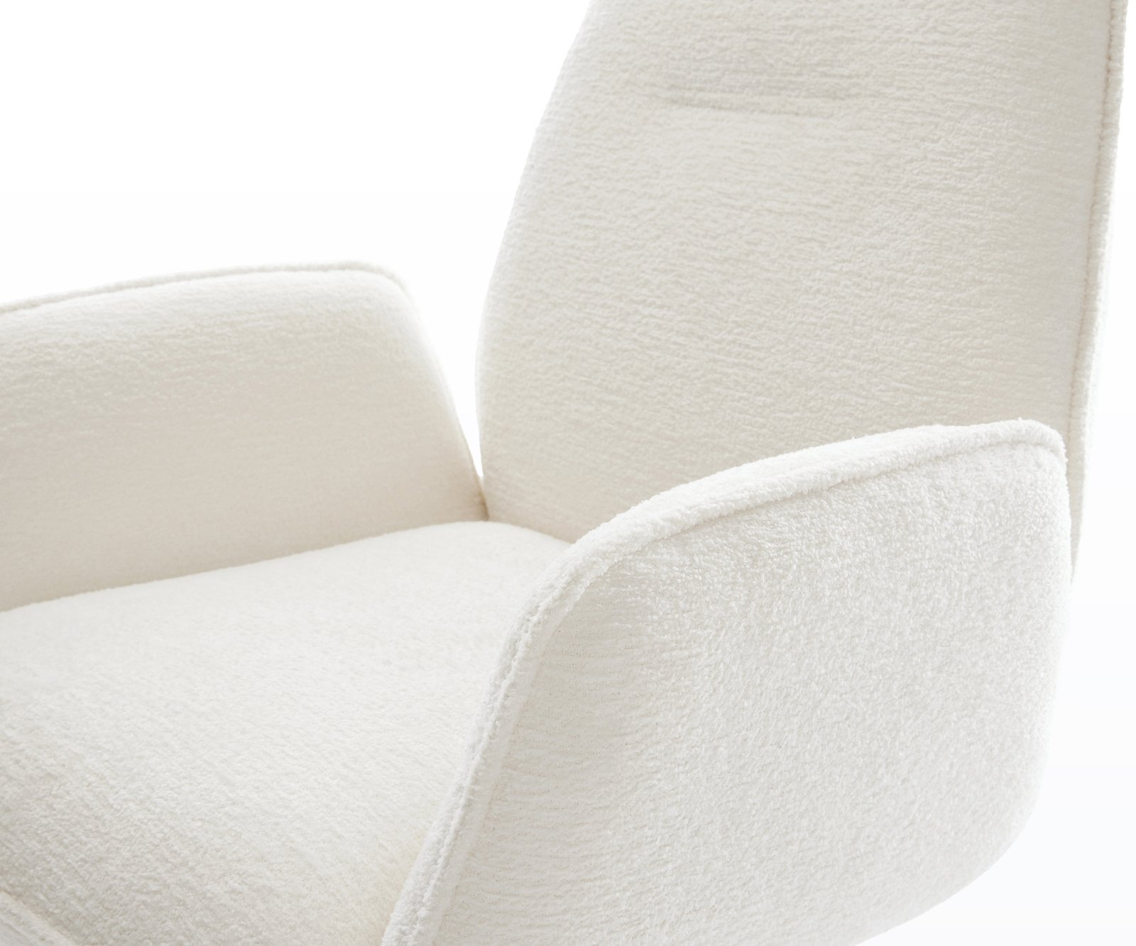 Jídelní židle Zoa-Flex bouclé měkký béžový podnož křížová bílá 360° otočný houpací funkce taštičkové pružiny - Obrázek 4