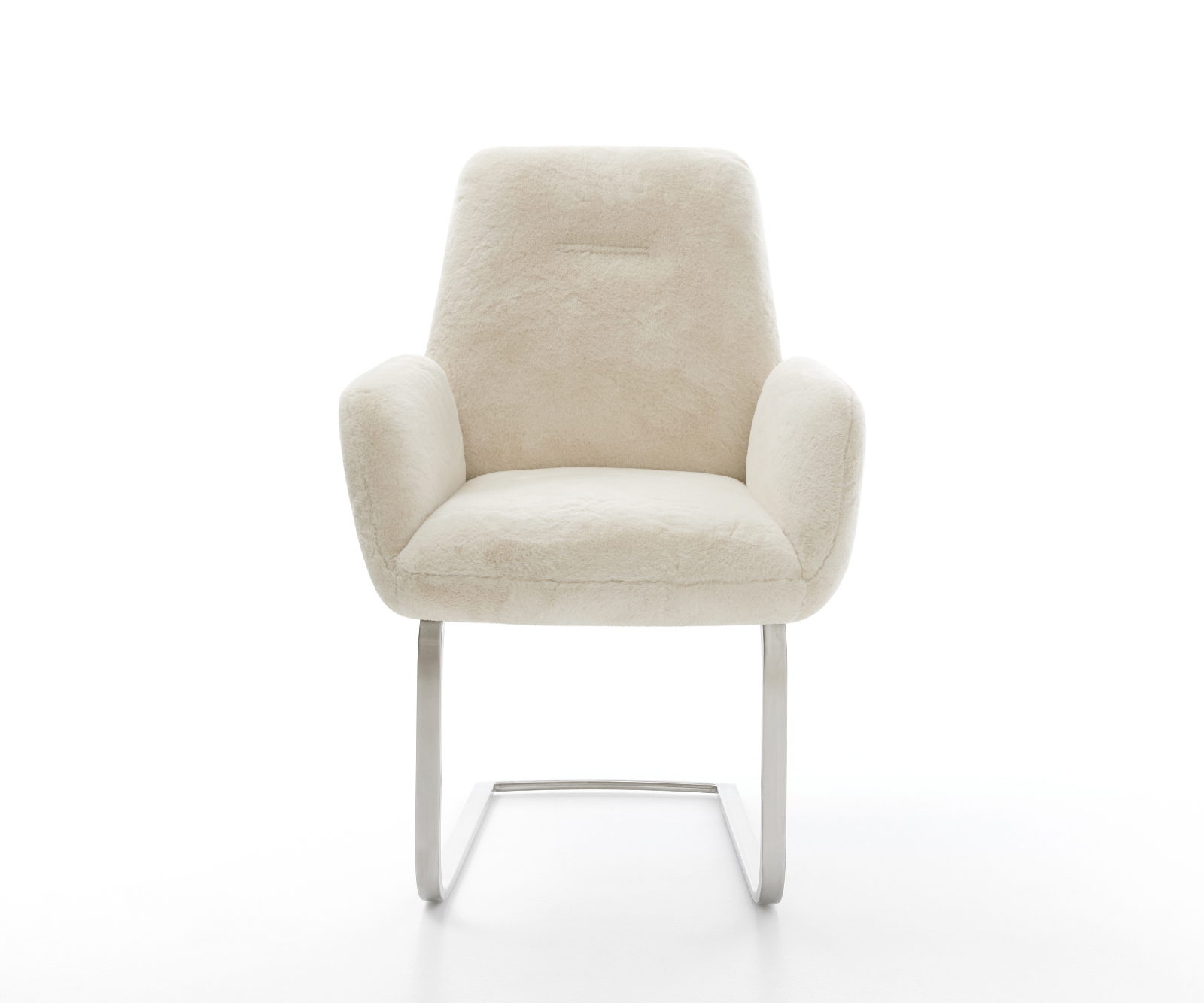 Jídelní židle Zoa-Flex plyšový manšestr krémovo-bílá jídelní židle plochá nerezová ocel taštičkové pružiny - Obrázek 2