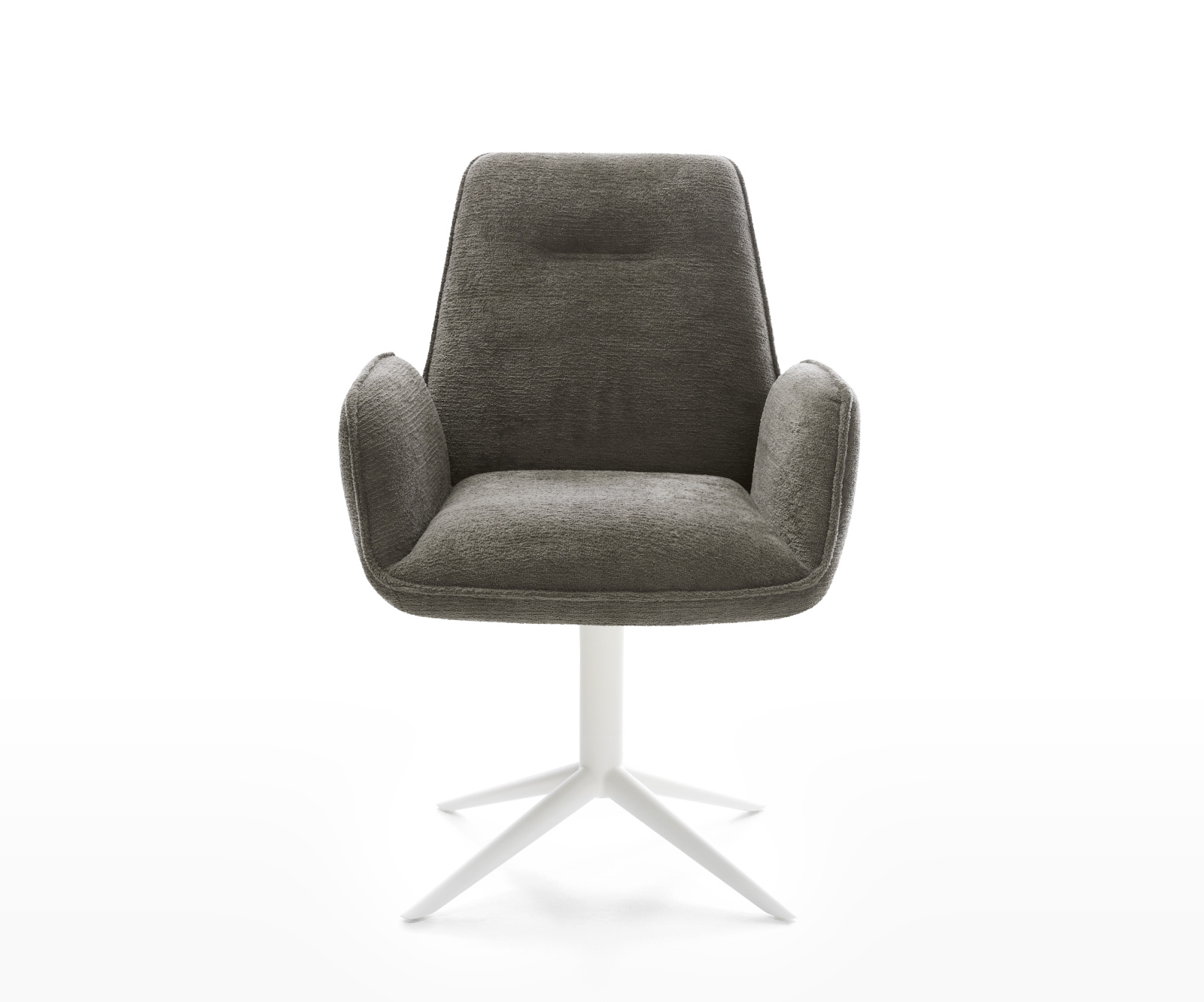 Jídelní židle Zoa-Flex bouclé měkký tmavě béžová křížová podnož bílá 360° otočný houpací funkce taštičkové pružiny - Obrázek 2