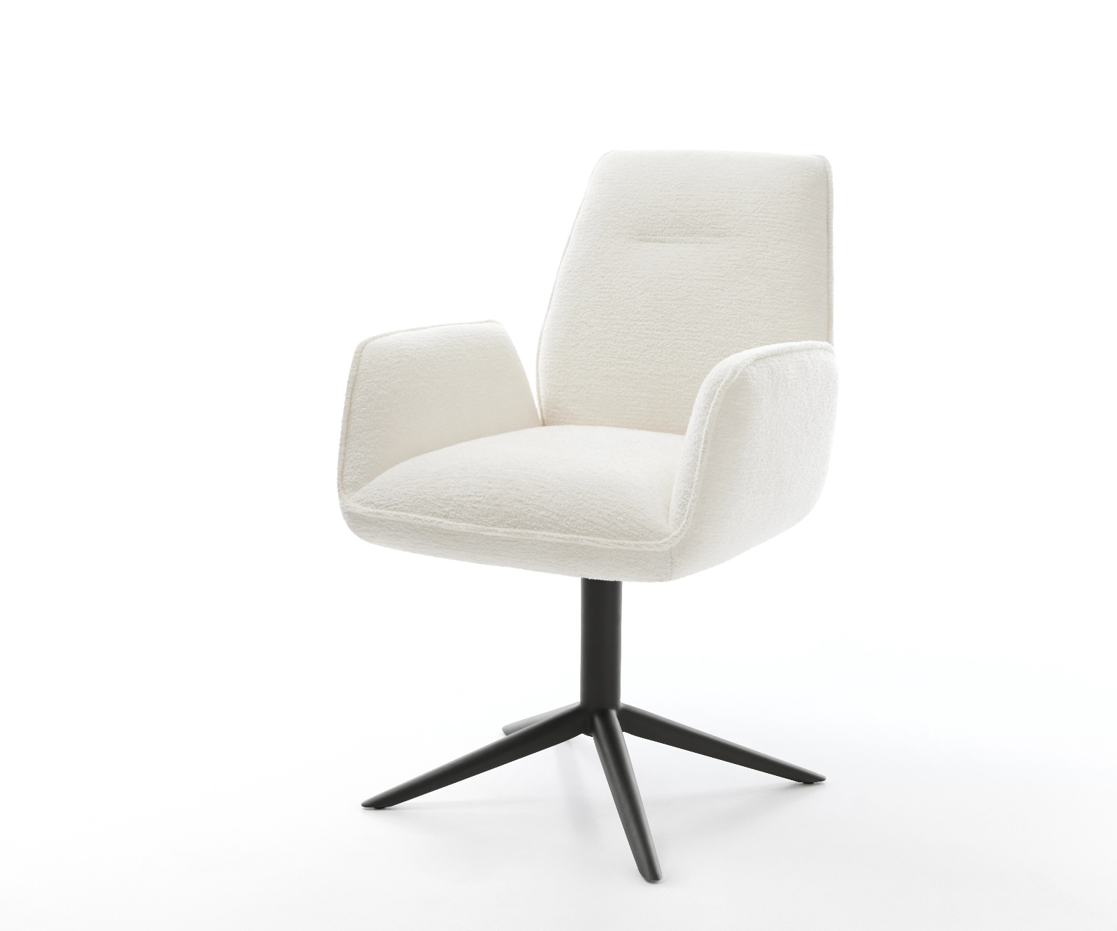 Jídelní židle Zoa-Flex bouclé měkký béžová černá křížová podnož 360° otočný houpací funkce taštičkové pružiny