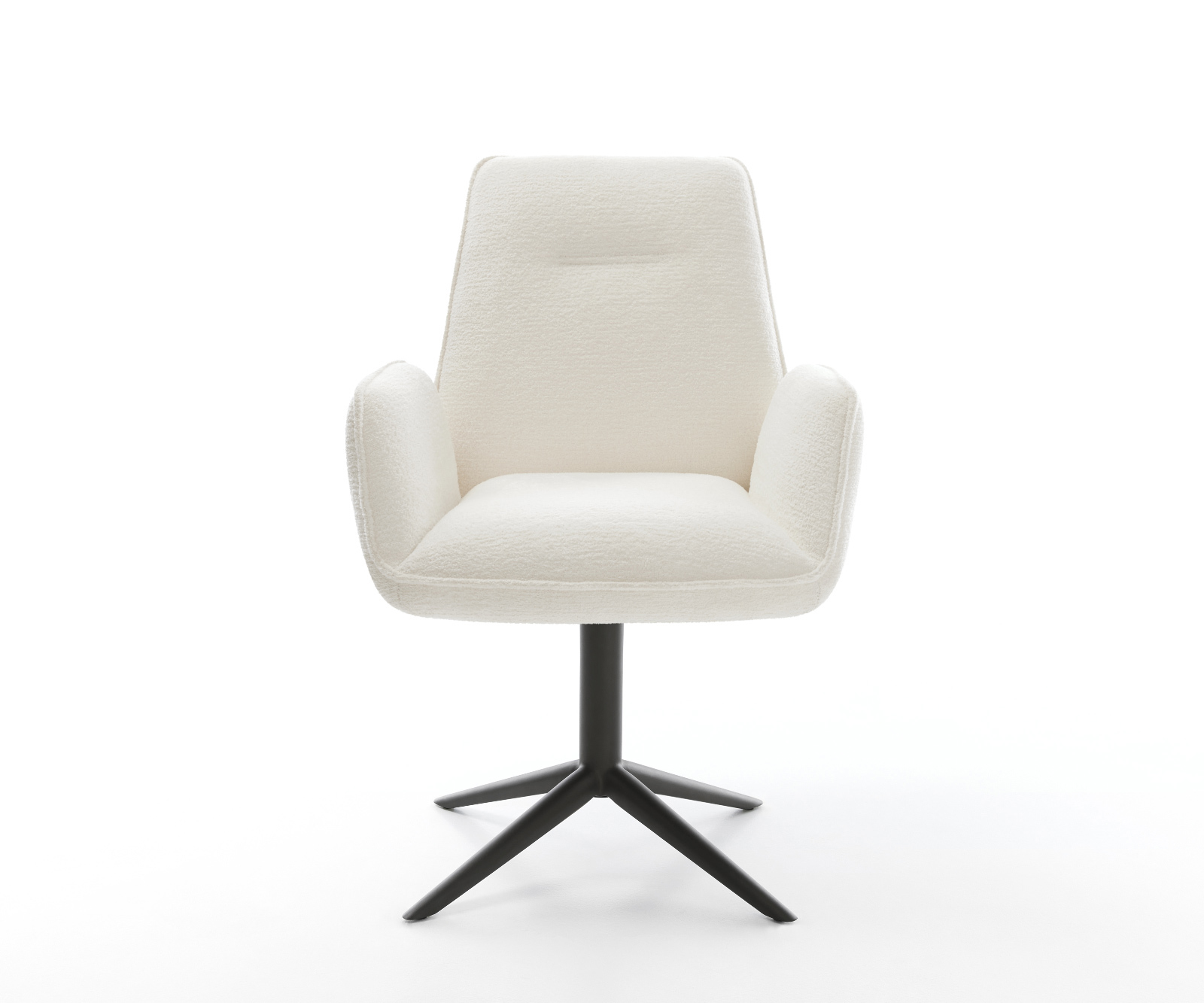 Jídelní židle Zoa-Flex bouclé měkký béžová černá křížová podnož 360° otočný houpací funkce taštičkové pružiny - Obrázek 2