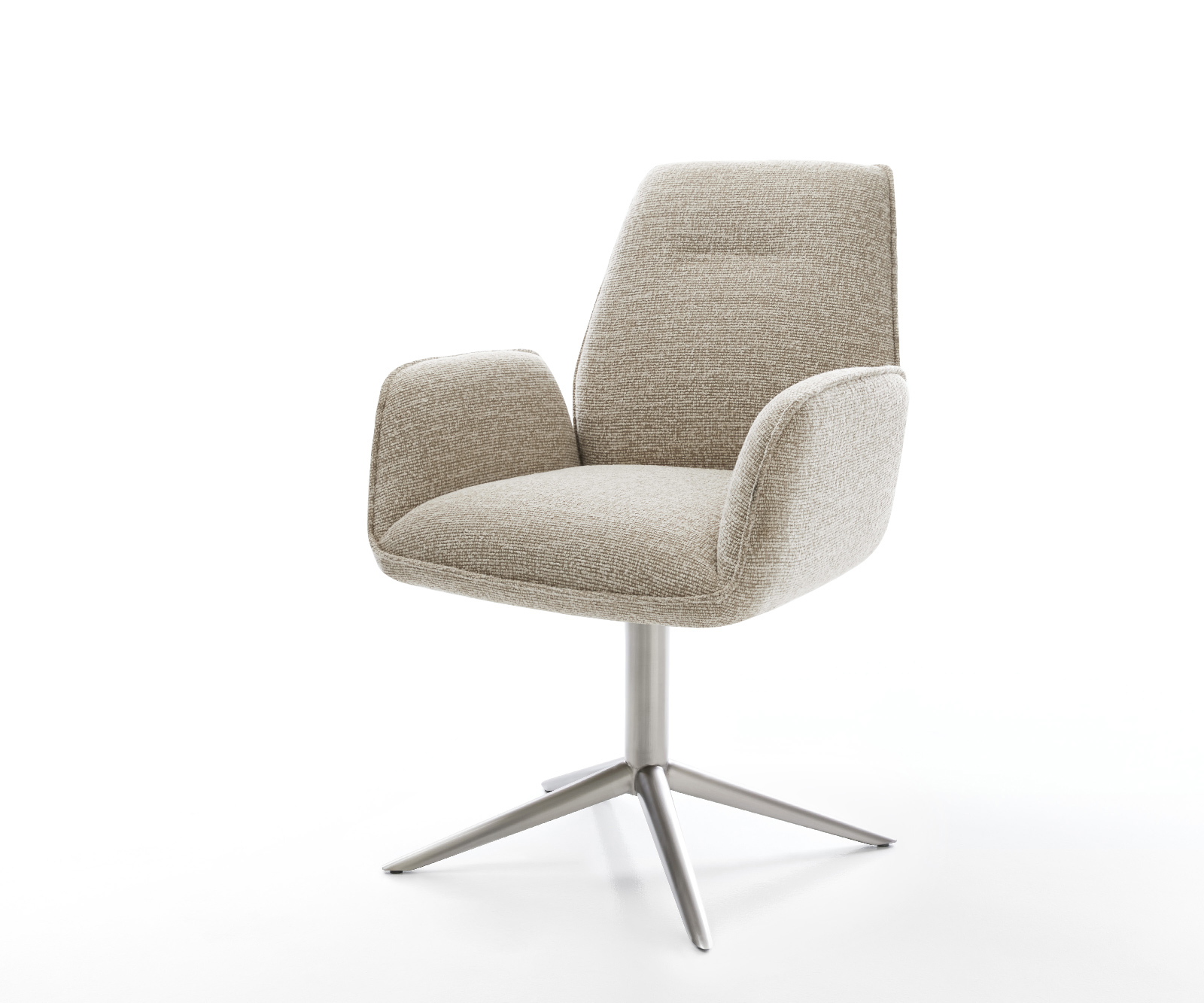 Jídelní židle Zoa-Flex látka Měkký béžová křížová podnož nerezová ocel 360° otočný houpací funkce taštičkové pružiny