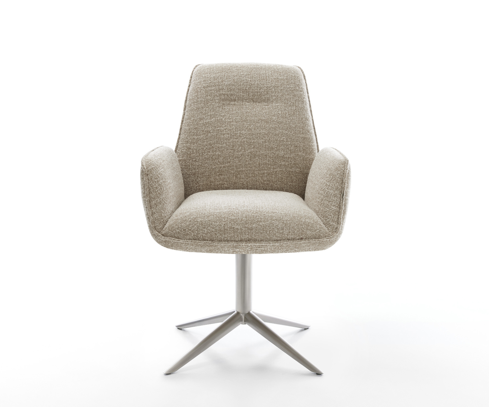 Jídelní židle Zoa-Flex látka Měkký béžová křížová podnož nerezová ocel 360° otočný houpací funkce taštičkové pružiny - Obrázek 2