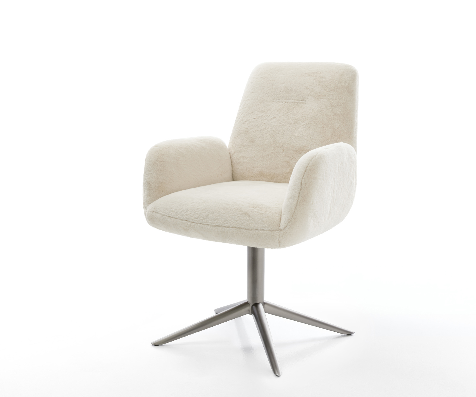 Jídelní židle Zoa-Flex plyšový manšestr krémová bílá podnož křížová grafitová 360° otočný houpací funkce taštičkové pružiny