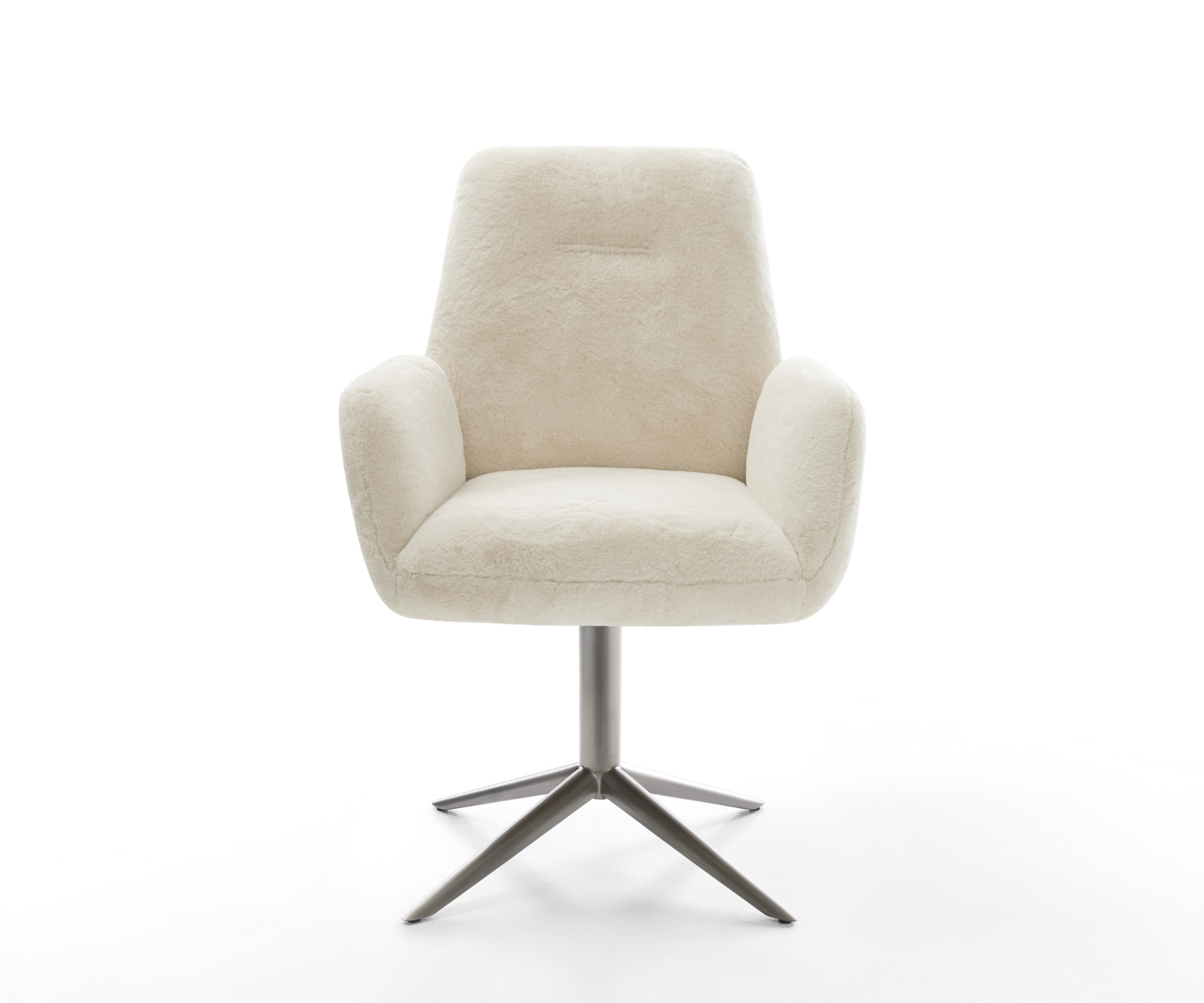 Jídelní židle Zoa-Flex plyšový manšestr krémová bílá podnož křížová grafitová 360° otočný houpací funkce taštičkové pružiny - Obrázek 2