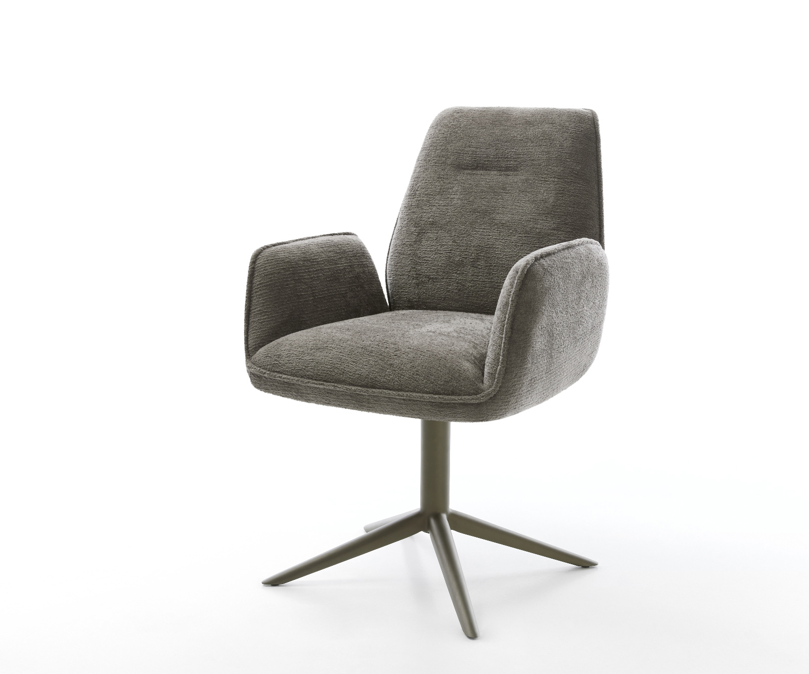 Jídelní židle Zoa-Flex bouclé měkký tmavě béžová křížová podnož titanová barva 360° otočný houpací funkce taštičkové pružiny