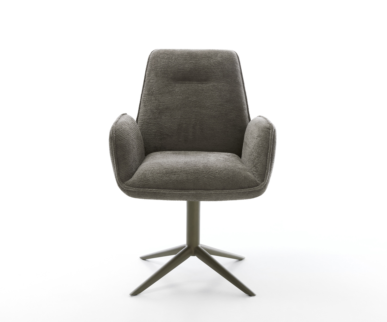 Jídelní židle Zoa-Flex bouclé měkký tmavě béžová křížová podnož titanová barva 360° otočný houpací funkce taštičkové pružiny - Obrázek 2