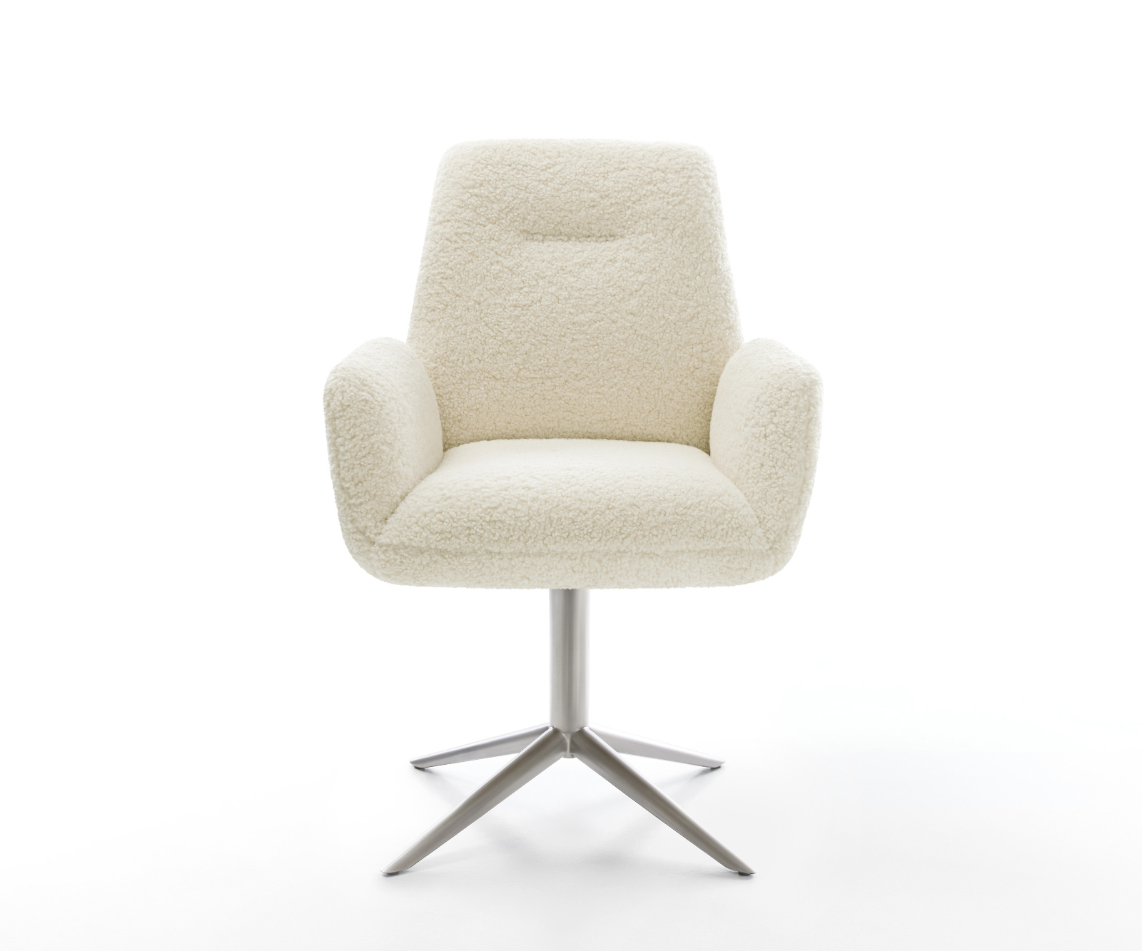 Jídelní židle Zoa-Flex plyšový manšestr béžová křížová podnož nerezová ocel 360° otočný houpací funkce taštičkové pružiny - Obrázek 2