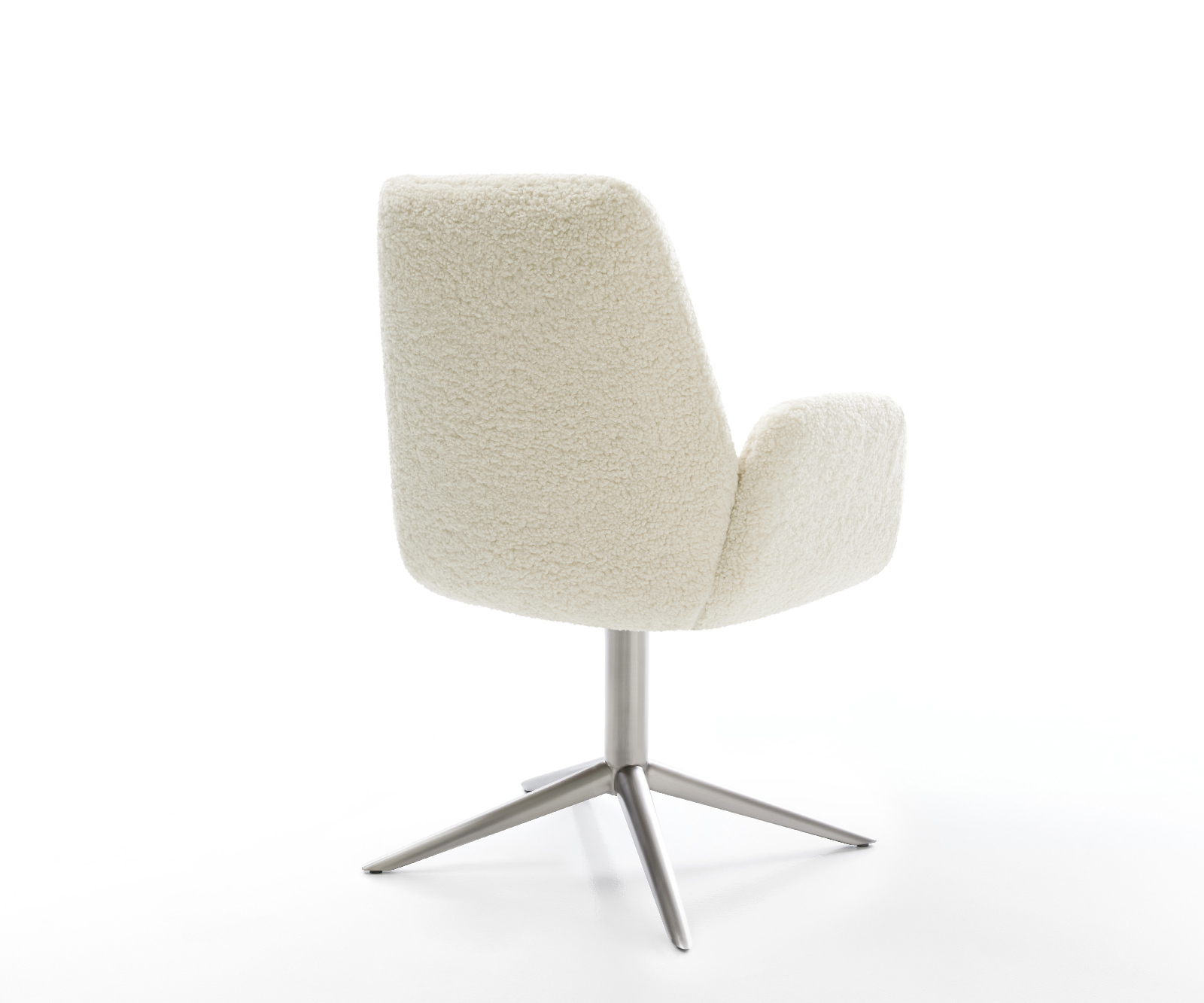 Jídelní židle Zoa-Flex plyšový manšestr béžová křížová podnož nerezová ocel 360° otočný houpací funkce taštičkové pružiny - Obrázek 4