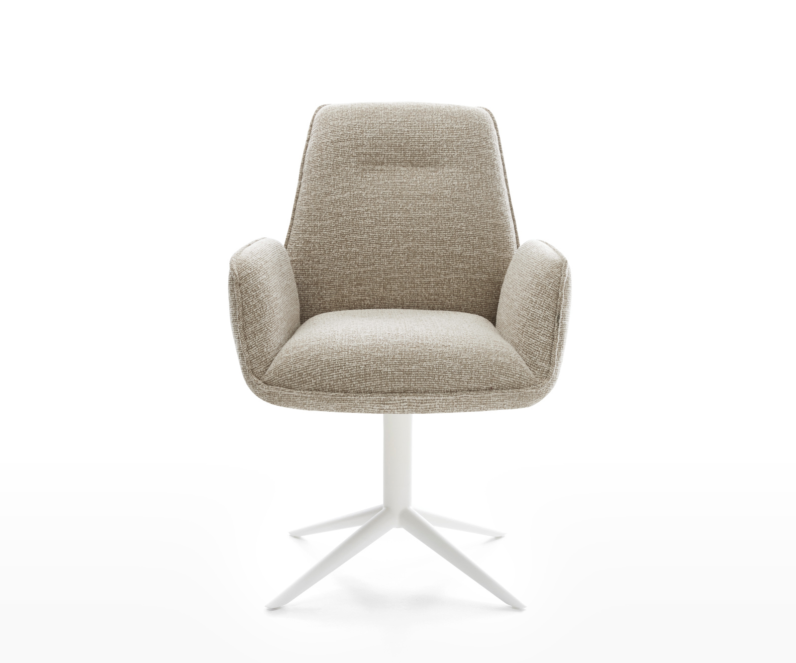 Jídelní židle Zoa-Flex tkanina Měkký béžová křížová podnož bílá 360° otočný houpací funkce taštičkové pružiny - Obrázek 2