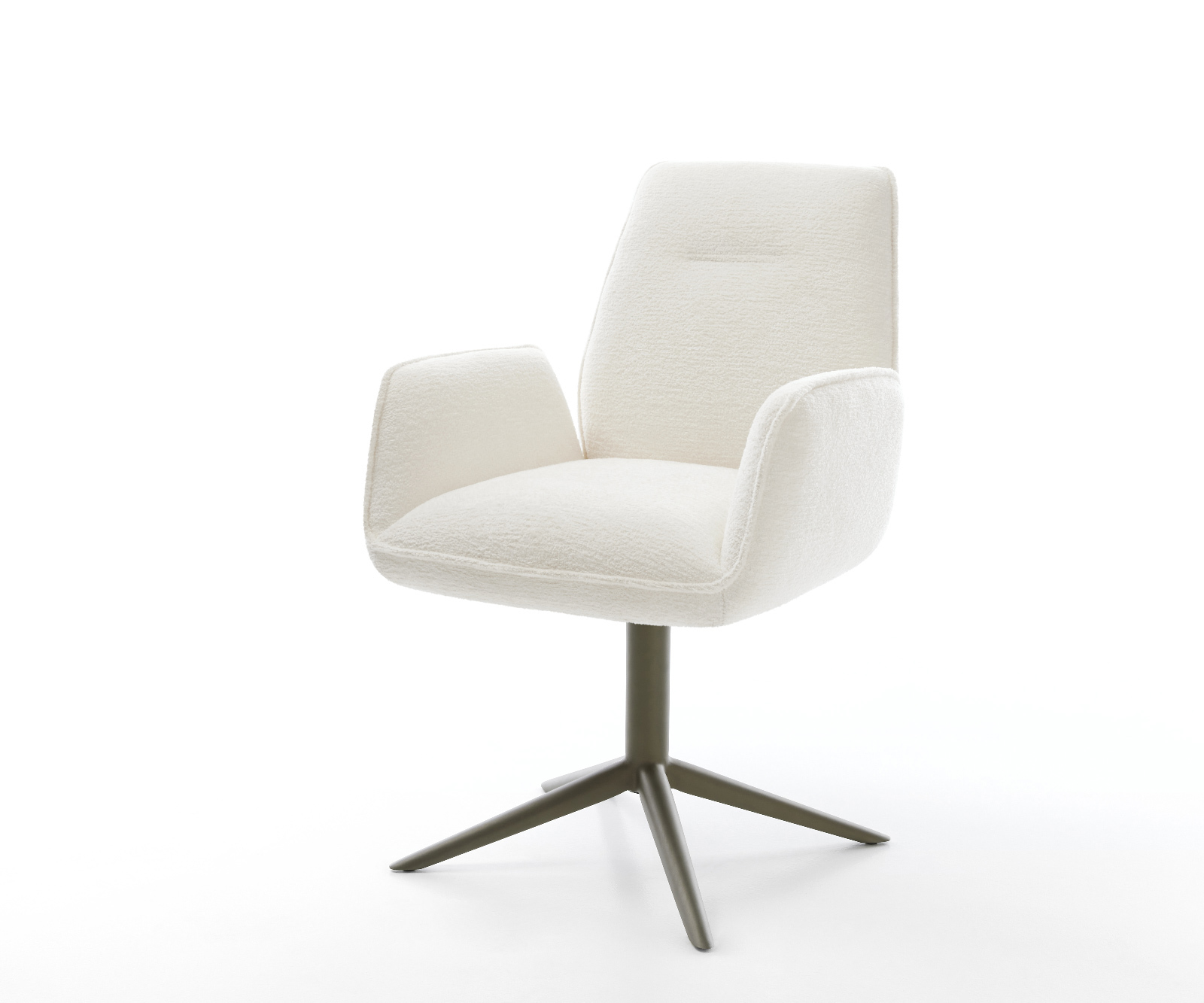 Jídelní židle Zoa-Flex bouclé měkký béžová podnož kříž titanová barva 360° otočný houpací funkce taštičkové pružiny