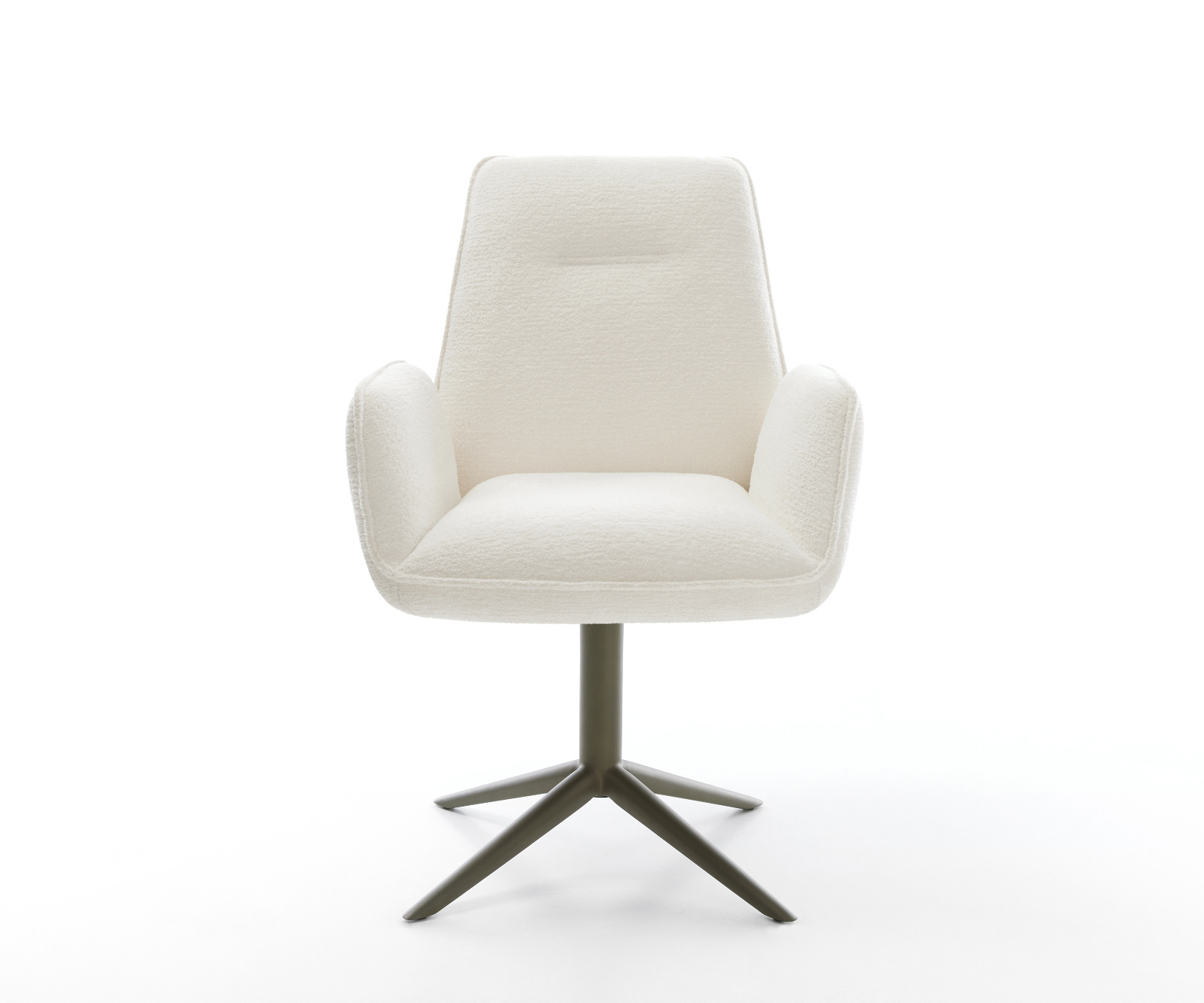 Jídelní židle Zoa-Flex bouclé měkký béžová podnož kříž titanová barva 360° otočný houpací funkce taštičkové pružiny - Obrázek 2