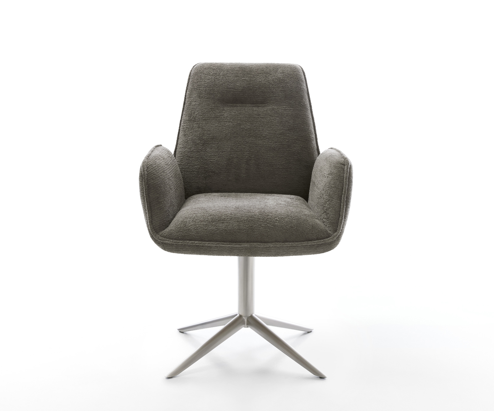 Jídelní židle Zoa-Flex bouclé měkký tmavě béžová křížová podnož nerezová ocel 360° otočný houpací funkce taštičkové pružiny - Obrázek 2