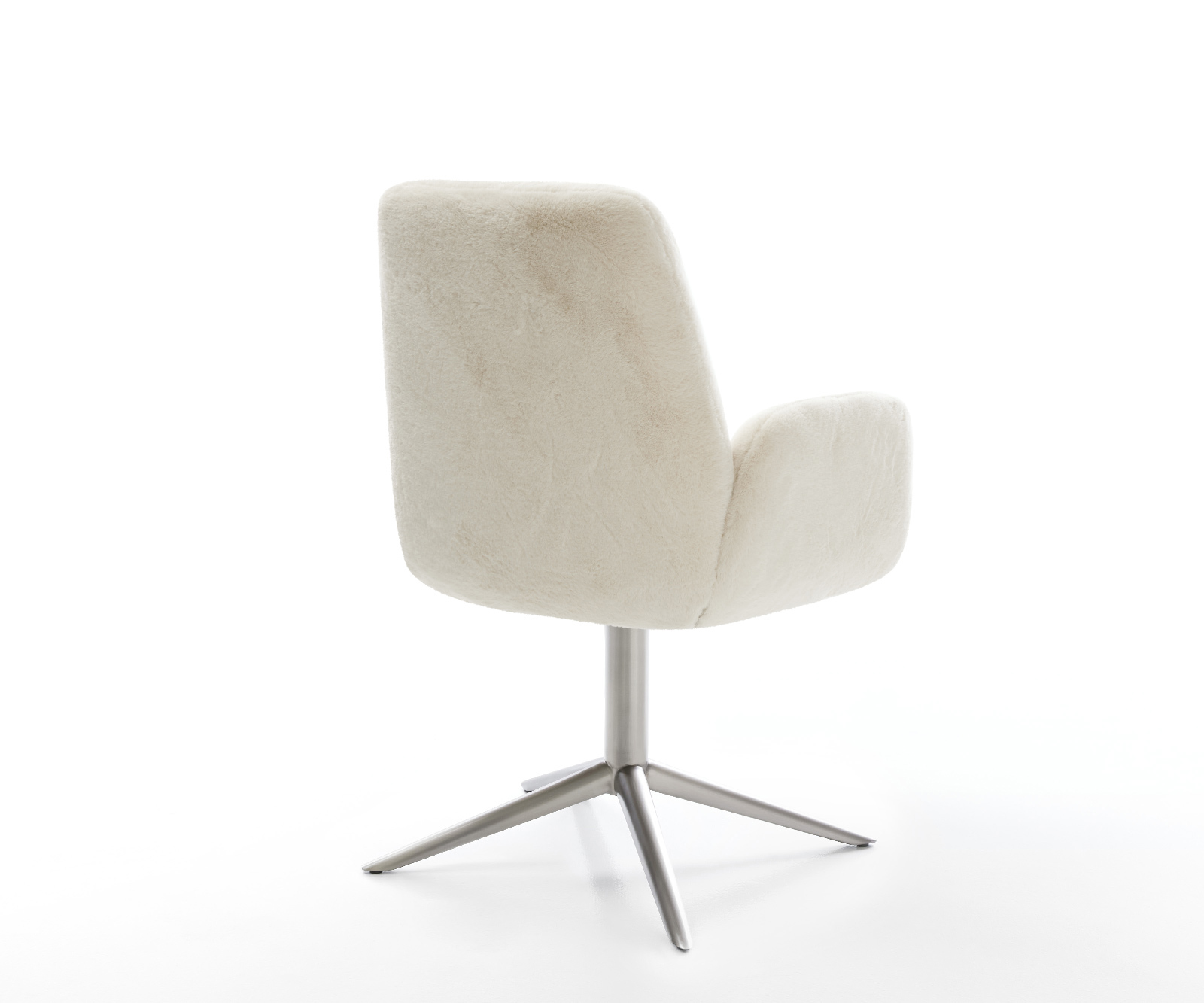 Jídelní židle Zoa-Flex plyšový manšestr krémová bílá křížová podnož nerezová ocel 360° otočný houpací funkce taštičkové pružiny - Obrázek 5