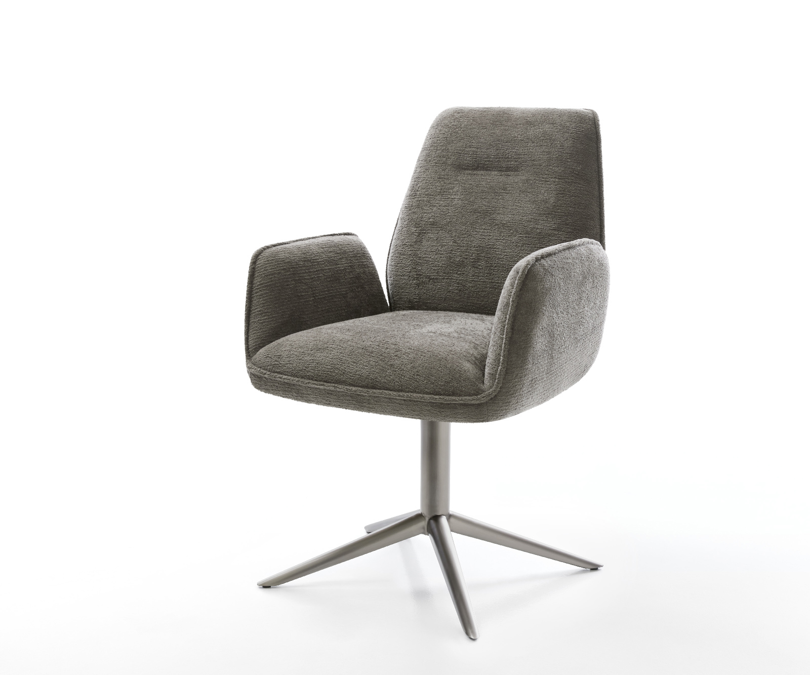 Jídelní židle Zoa-Flex bouclé měkký tmavě béžová křížová podnož grafit 360° otočný houpací funkce taštičkové pružiny