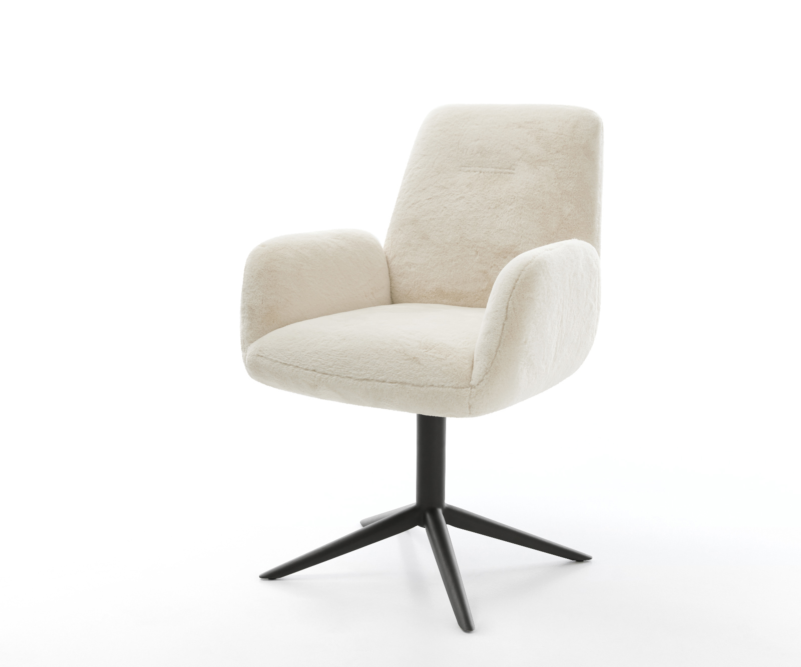 Jídelní židle Zoa-Flex plyšový manšestr krémová bílá křížová podnož černá 360° otočný houpací funkce taštičkové pružiny