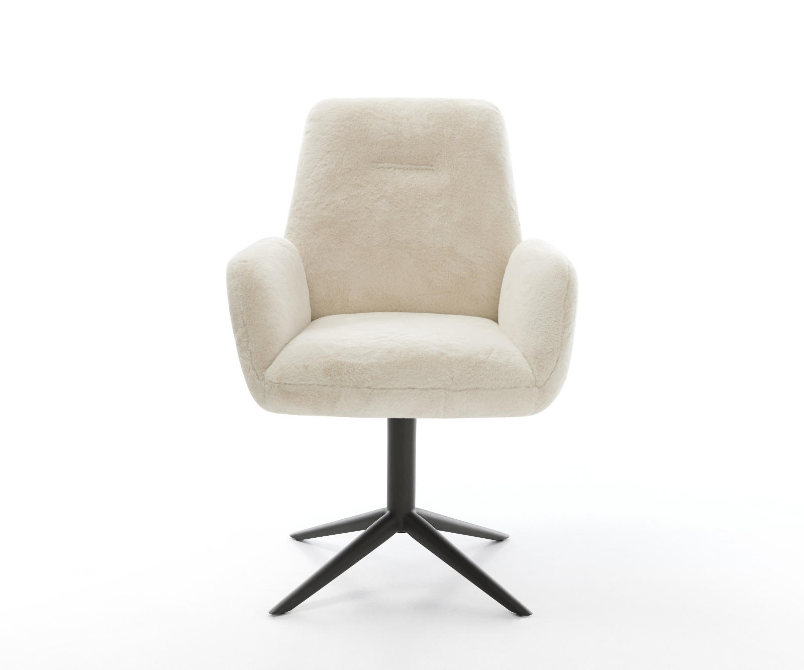 Jídelní židle Zoa-Flex plyšový manšestr krémová bílá křížová podnož černá 360° otočný houpací funkce taštičkové pružiny - Obrázek 2