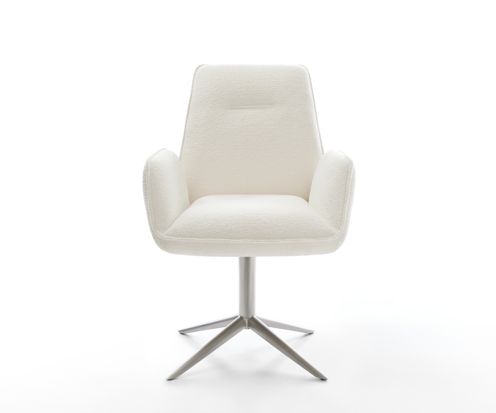 Jídelní židle Zoa-Flex bouclé měkký béžová podnož křížová nerezová ocel 360° otočný houpací funkce taštičkové pružiny - Obrázek 2