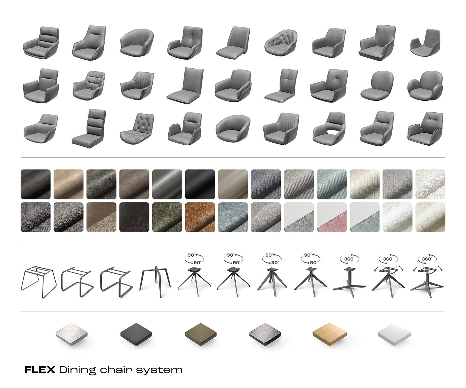 Jídelní židle Zelia-Flex s područkami samet šedá jídelní židle plochá zlatá taštičkové pružiny - Obrázek 7
