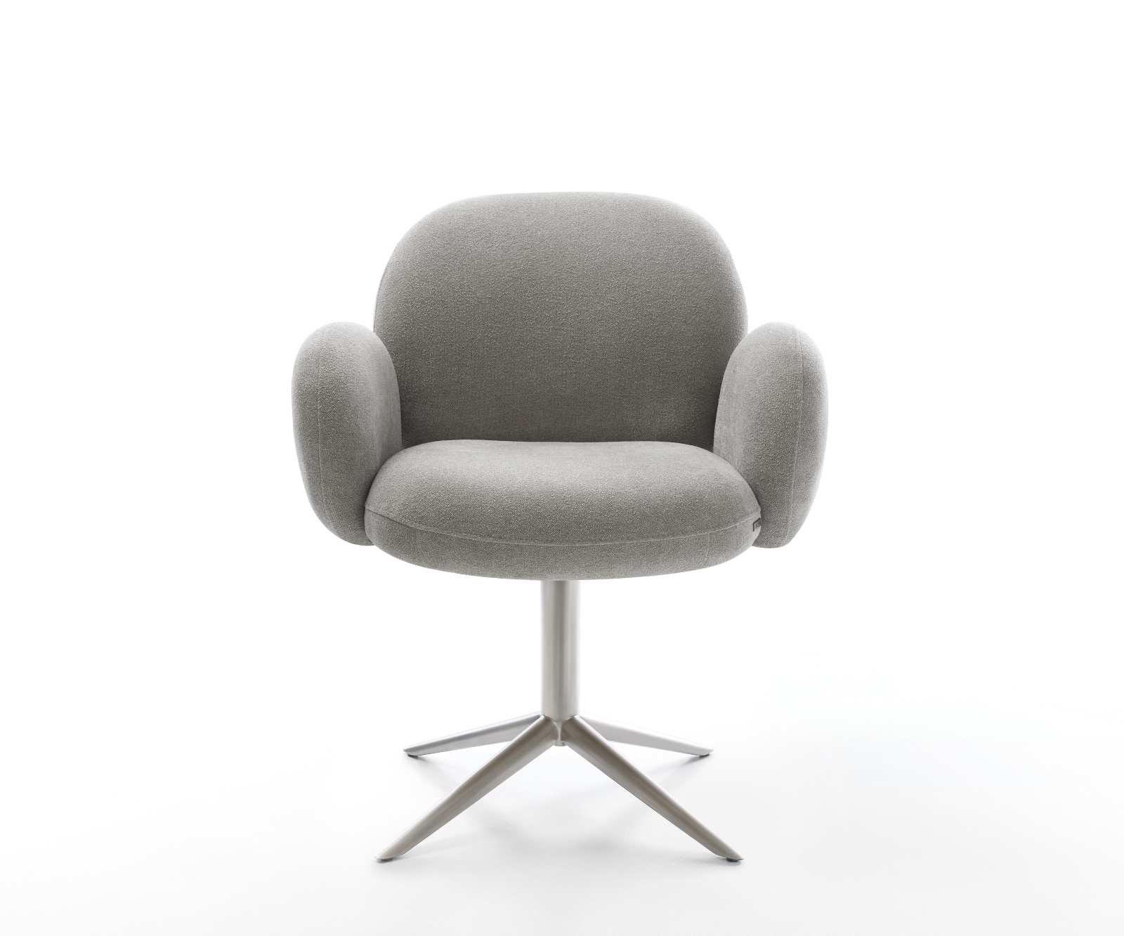 Jídelní židle Nube-Flex s područkami potahová látka Měkký šedá křížová podnož nerezová ocel 360° otočný houpací funkce taštičkové pružiny - Obrázek 2