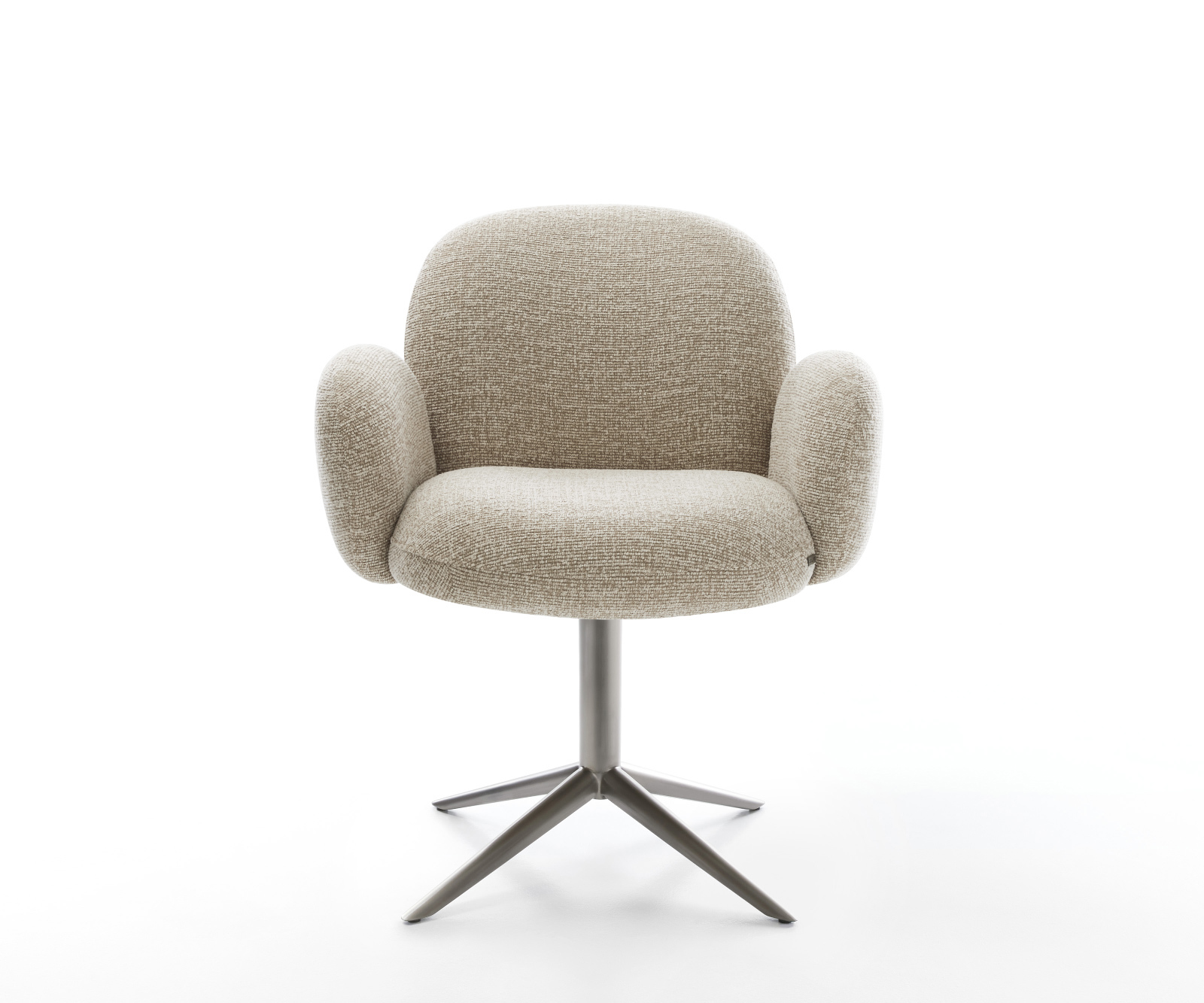 Jídelní židle Nube-Flex s područkami látka Měkký béžová křížová podnož grafit 360° otočný houpací funkce taštičkové pružiny - Obrázek 2