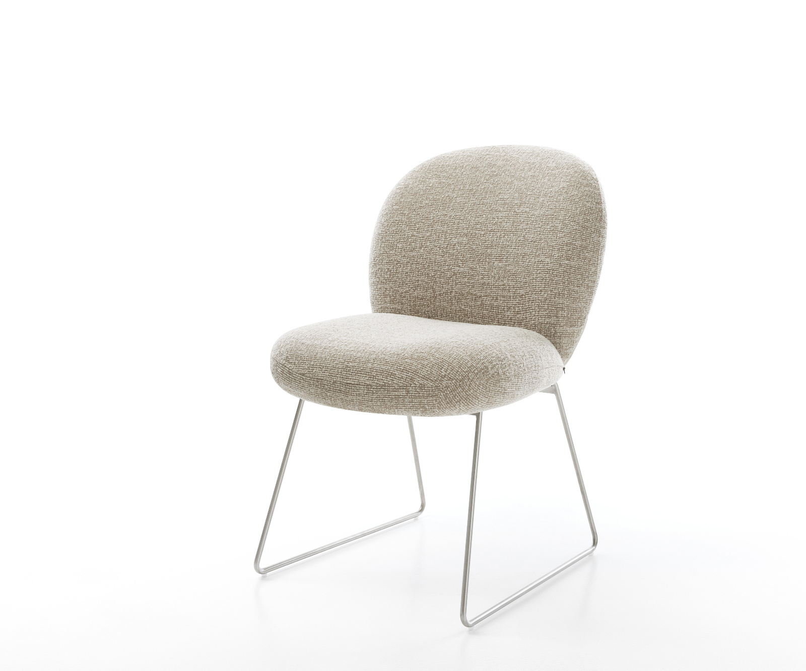 Jídelní židle Nube-Flex látka Měkký béžová tenká podnož nerezová ocel taštičkové pružiny