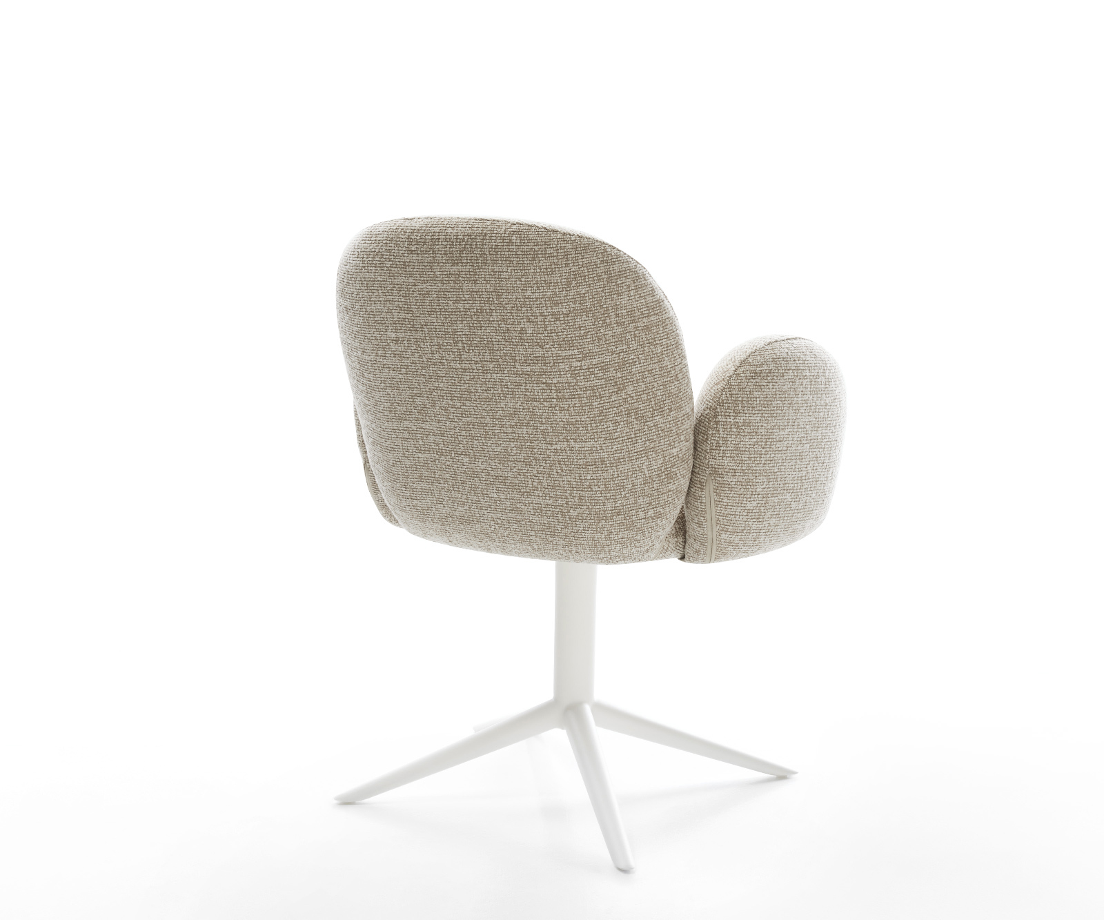 Jídelní židle Nube-Flex s područkami tkanina Měkký béžová křížová podnož bílá 360° otočný houpací funkce taštičkové pružiny - Obrázek 5