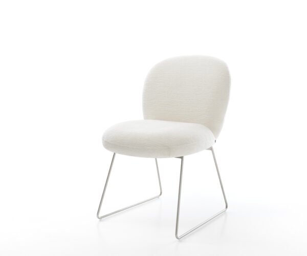 Jídelní židle Nube-Flex bouclé měkký béžová tenká podnož nerezová ocel taštičkové pružiny