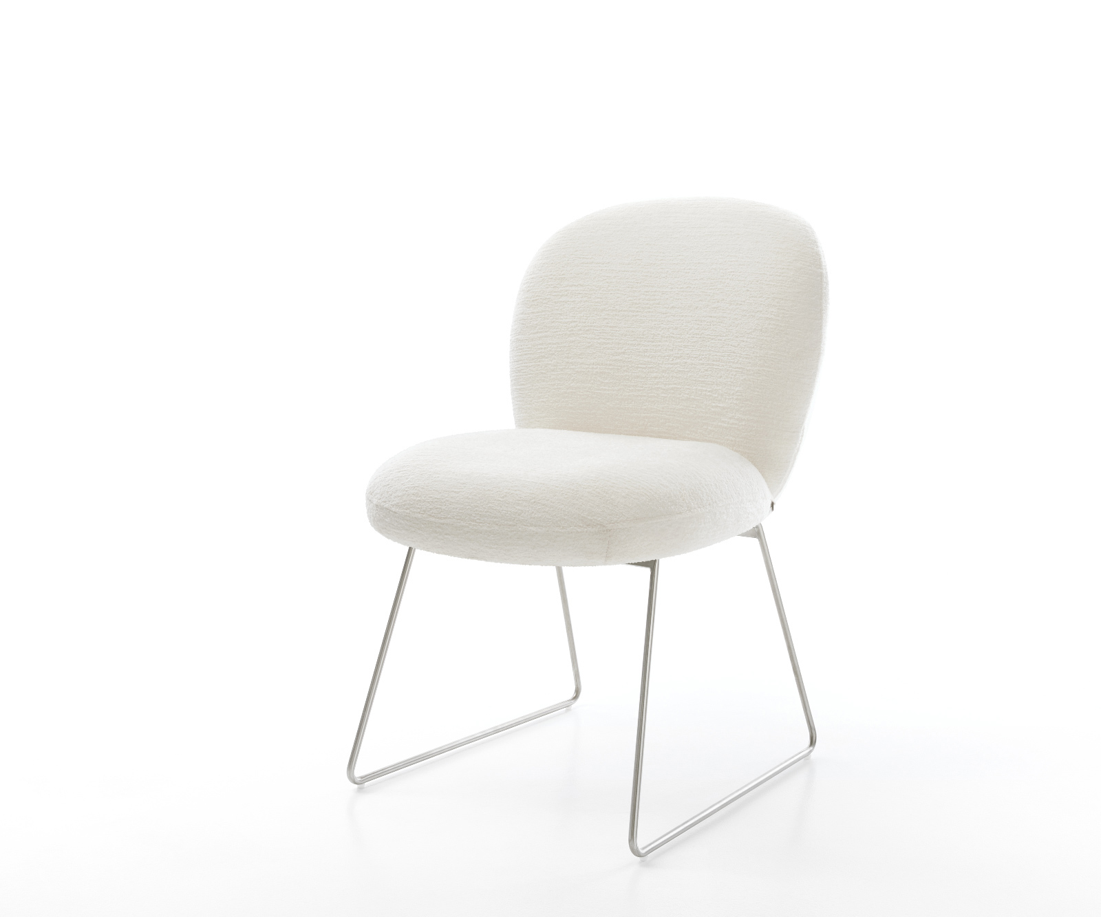 Jídelní židle Nube-Flex bouclé měkký béžová tenká podnož nerezová ocel taštičkové pružiny